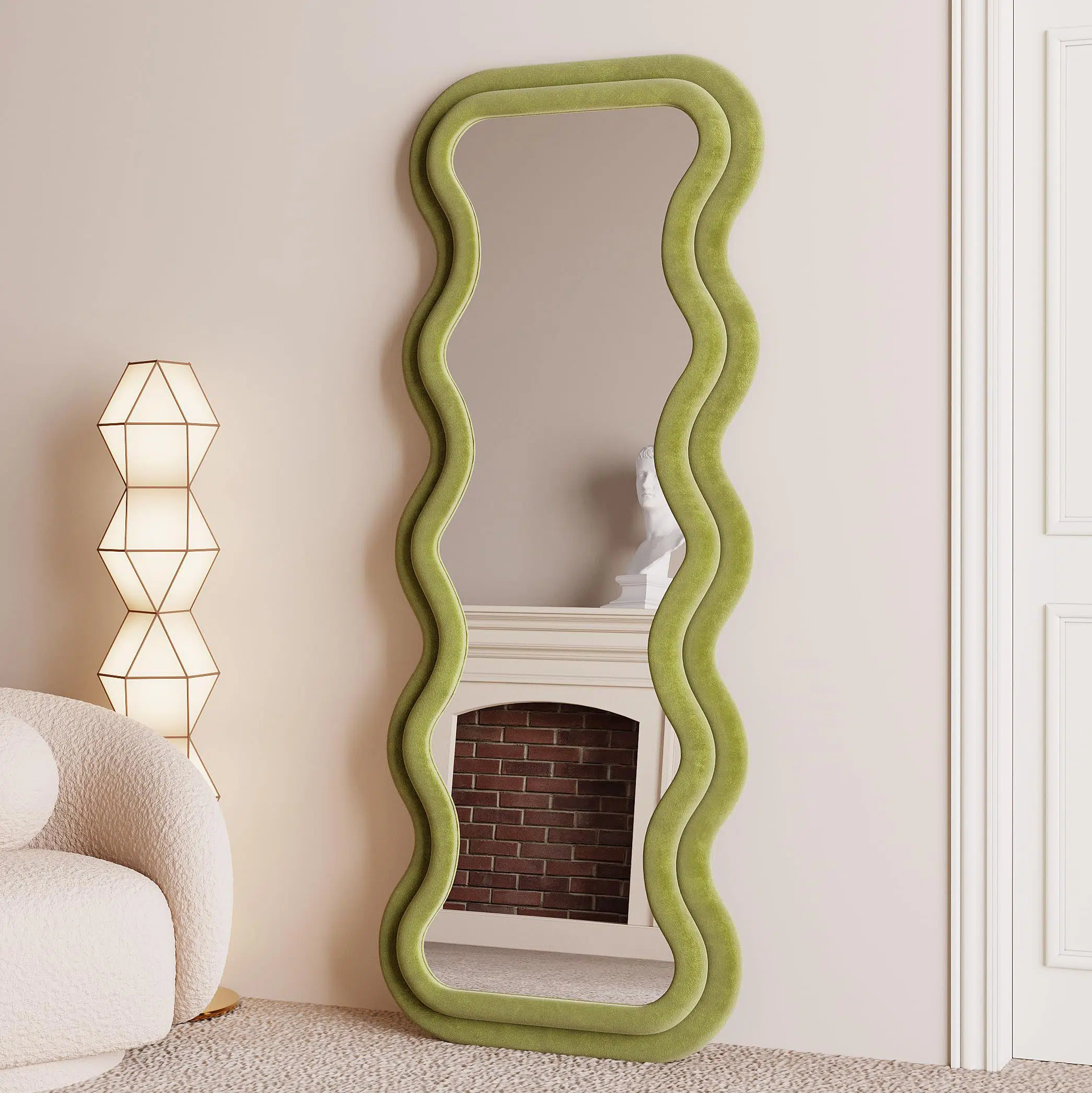 Vanity Wave Velvet Floor or Hanging Mirror