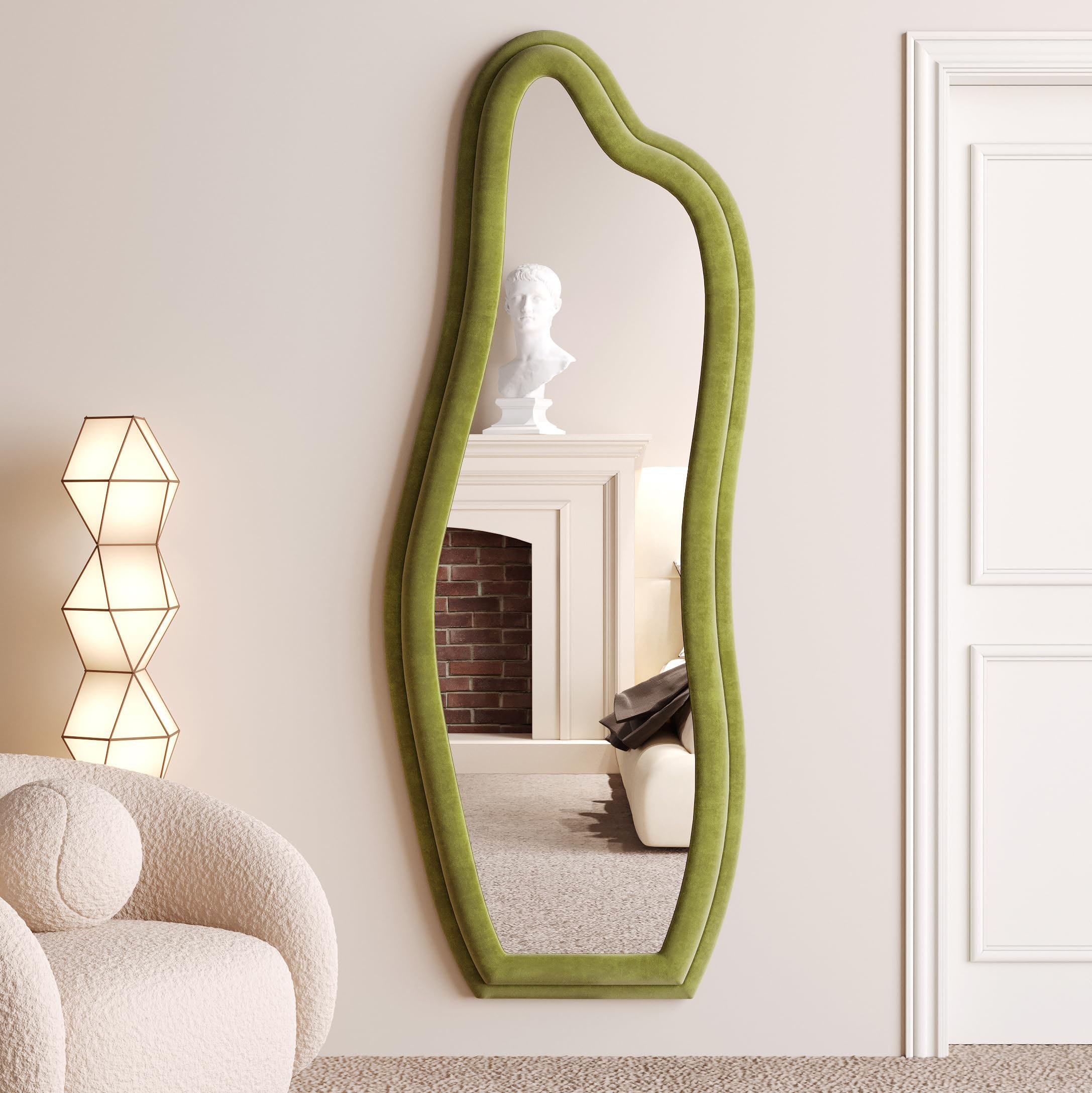 Abrey Wave Velvet Floor or Hanging Mirror