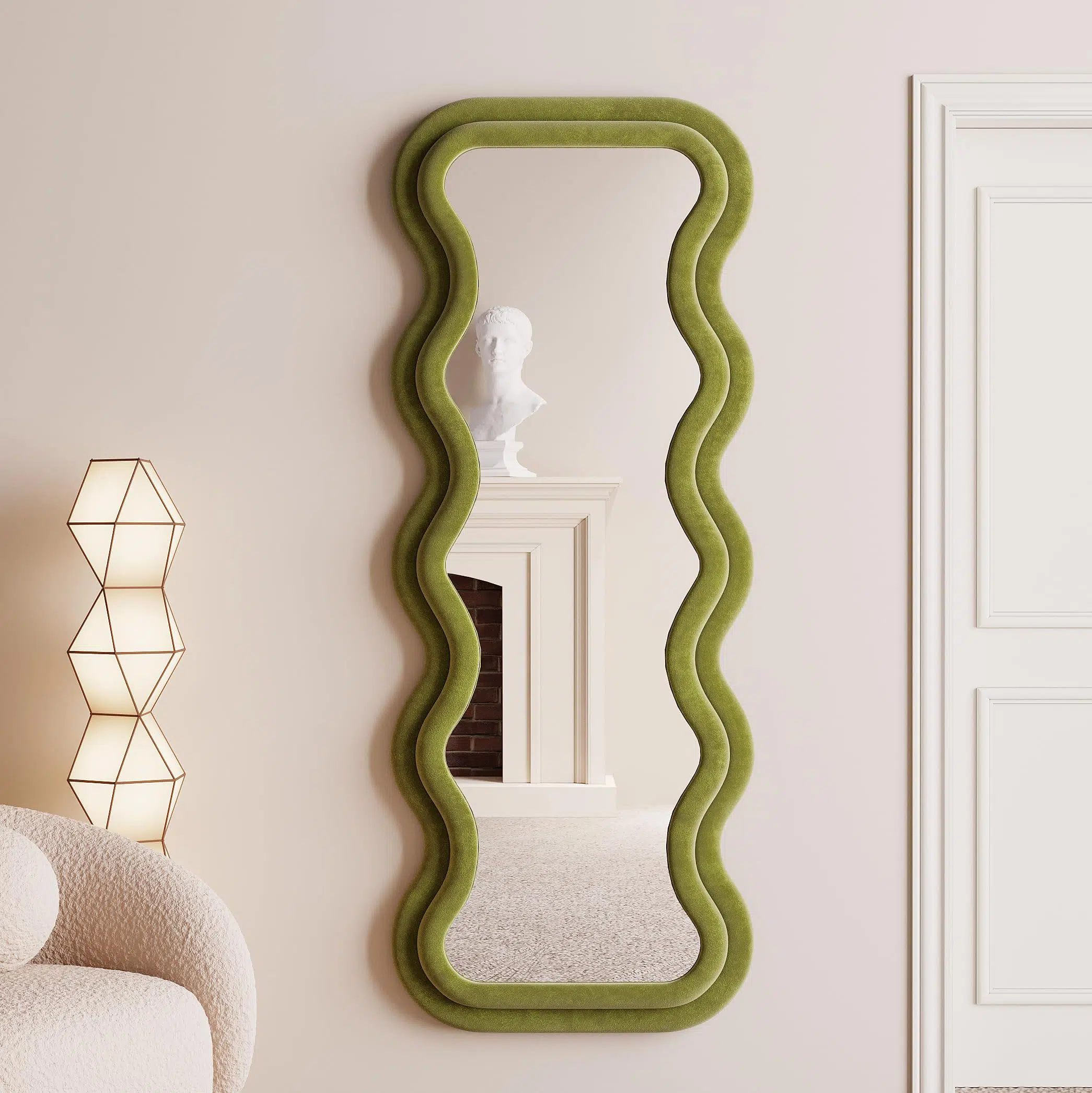 Vanity Wave Velvet Floor or Hanging Mirror