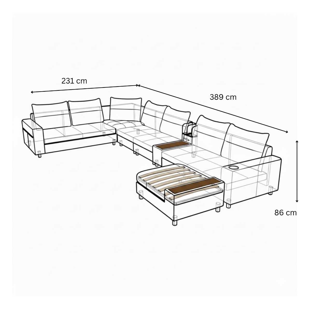 Kristel 7-Seater Leather L-Shape Corner Sofa