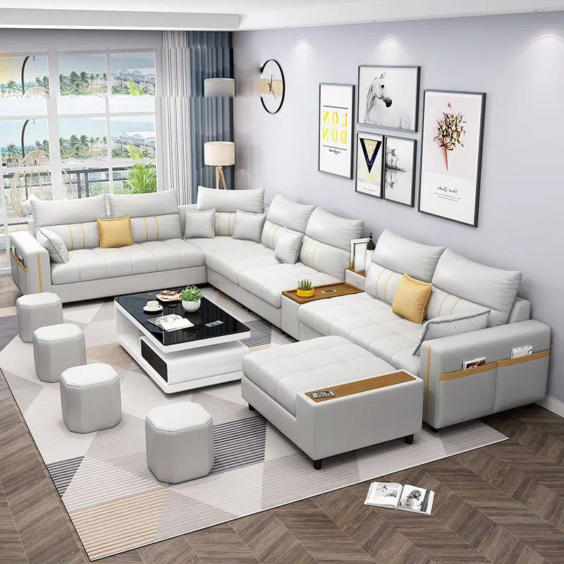 Kristel 7-Seater Leather L-Shape Corner Sofa