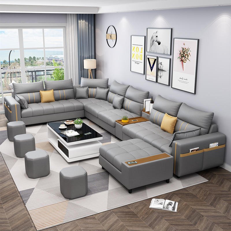 Buy Kristel 7-Seater Leather Corner L Shape Sofa Dubai