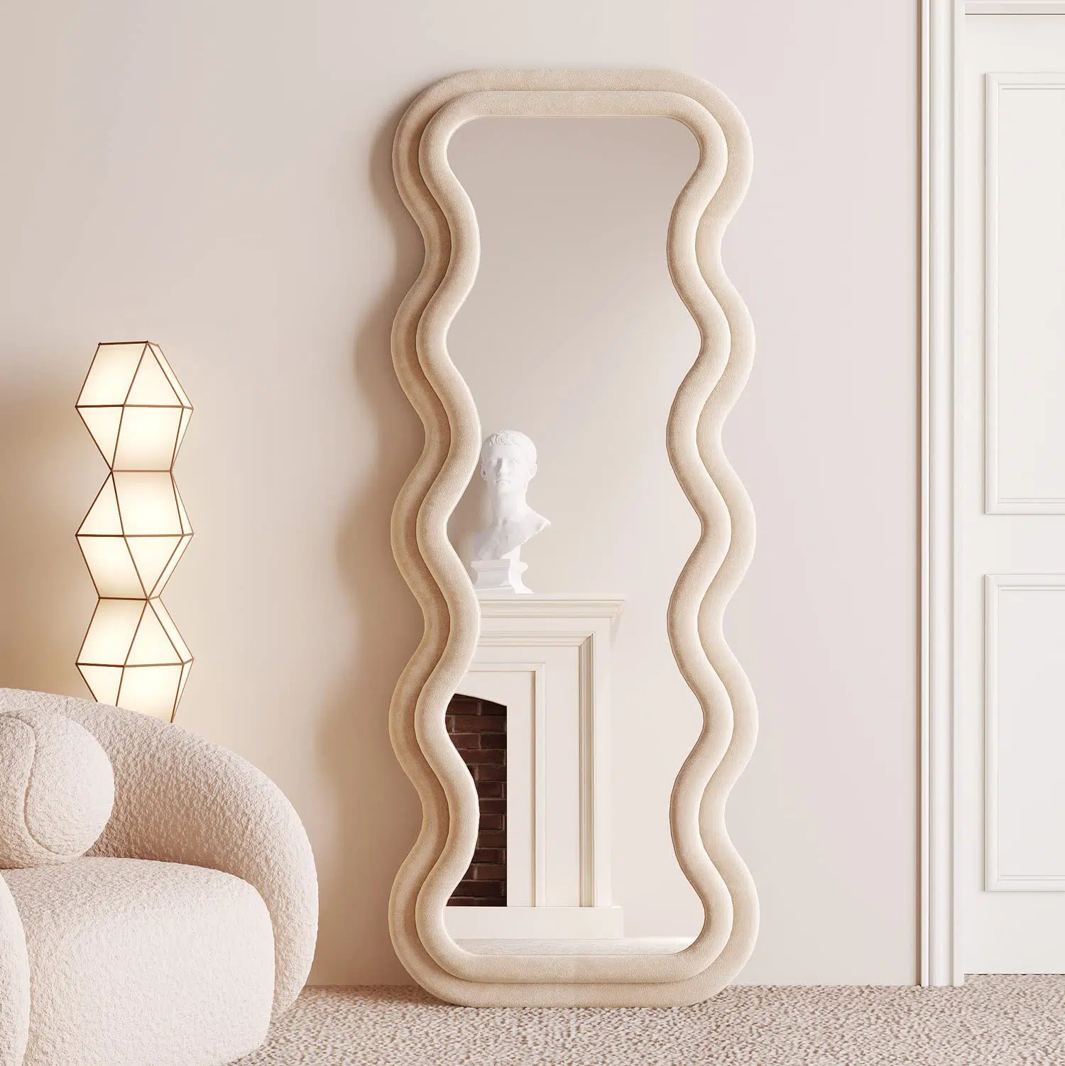 Vanity Wave Velvet Floor or Hanging Mirror