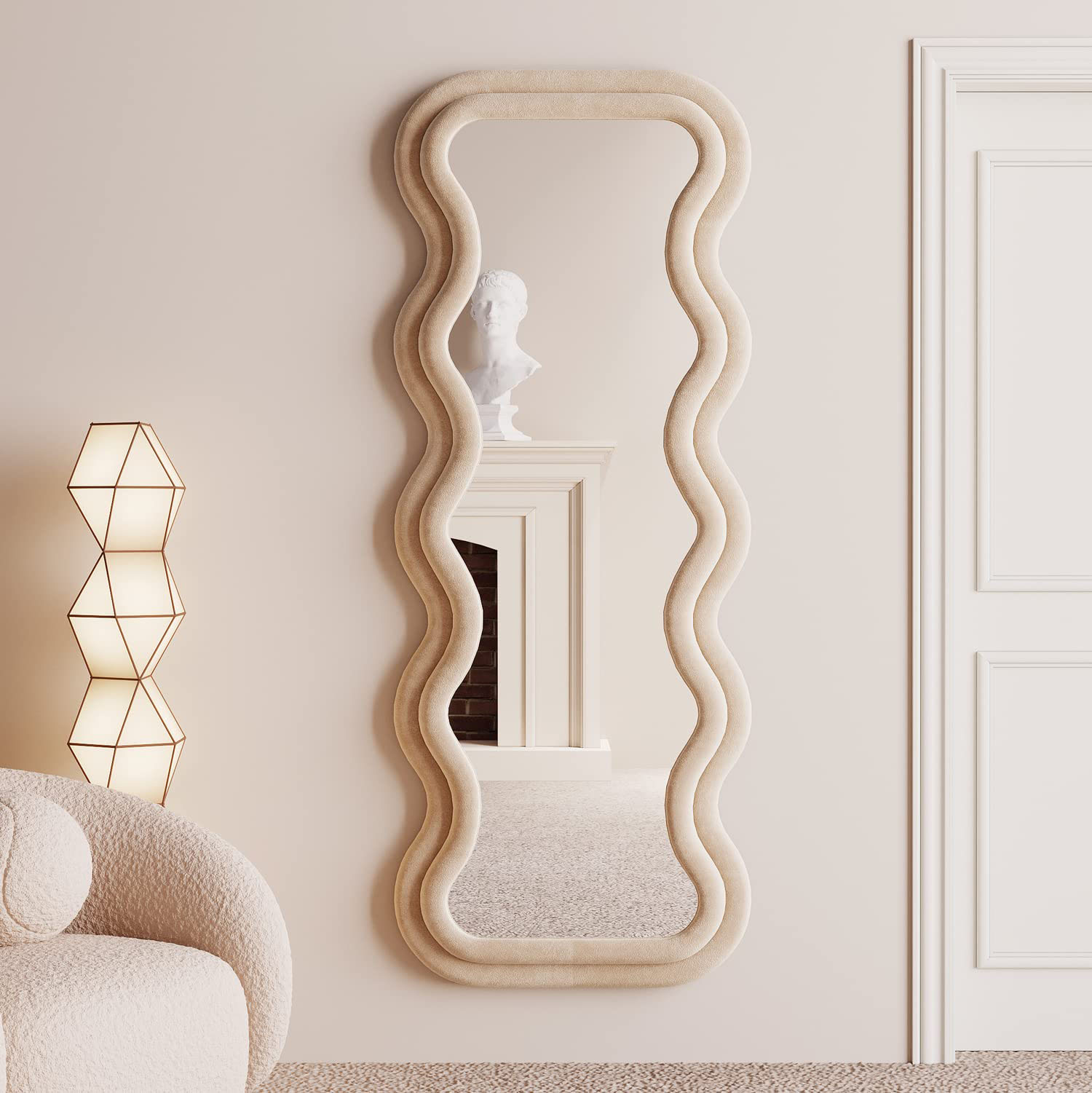 Vanity Wave Velvet Floor or Hanging Mirror