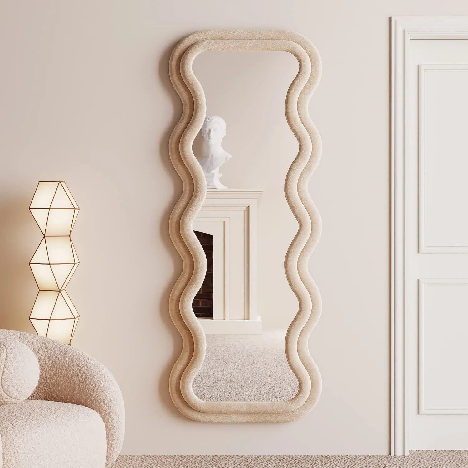 Vanity Wave Velvet Floor or Hanging Mirror