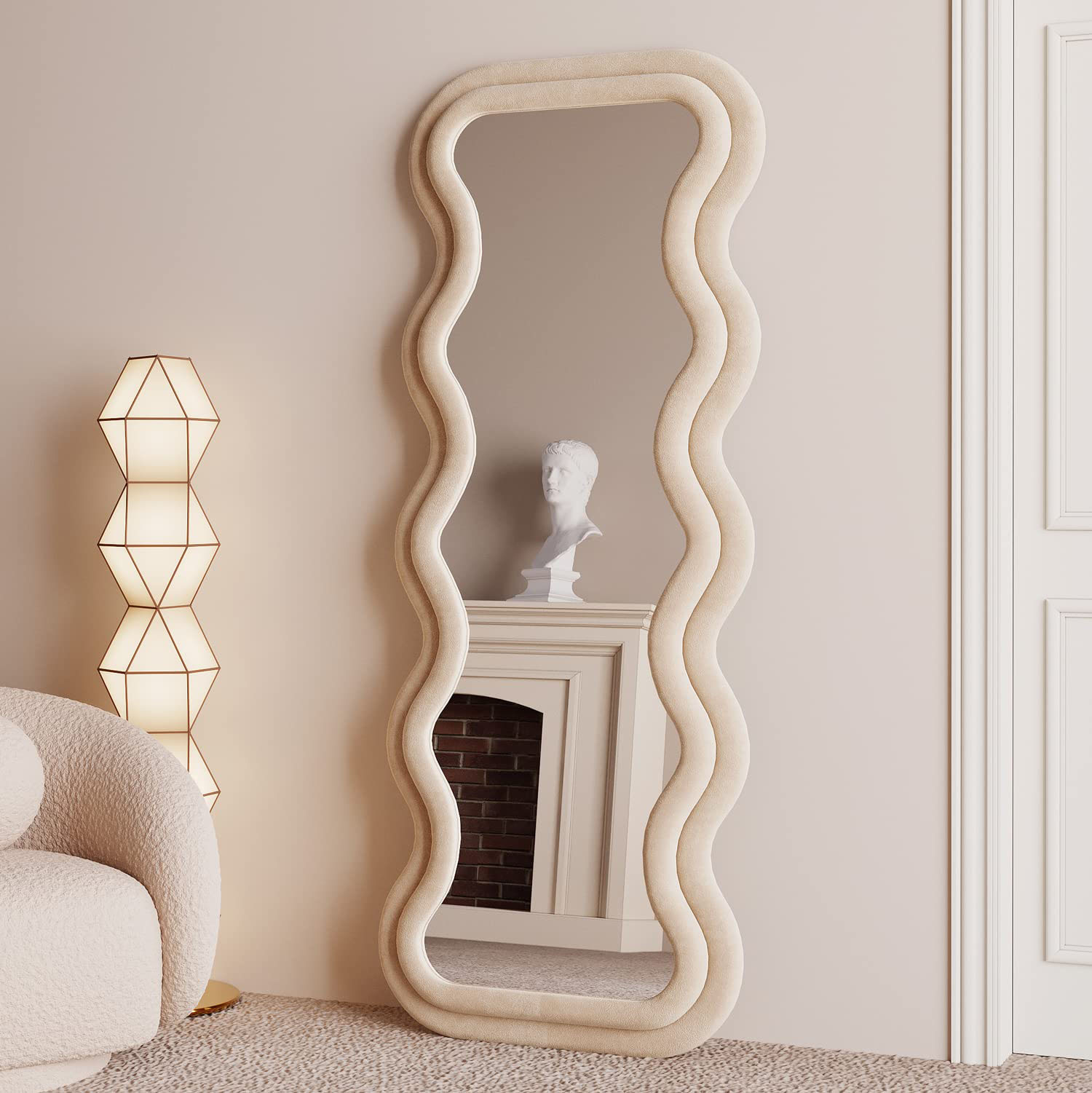 Vanity Wave Velvet Floor or Hanging Mirror