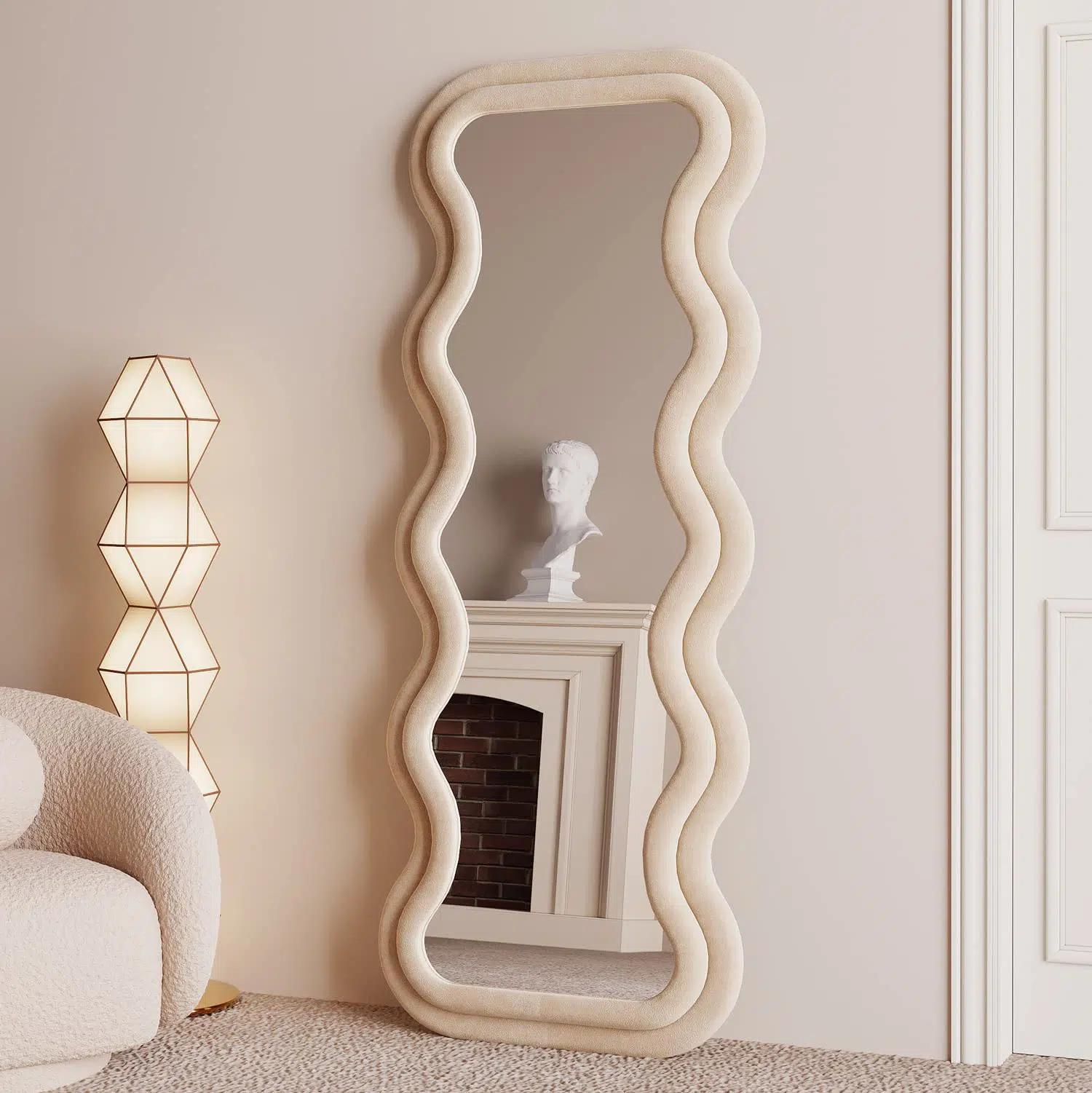 Vanity Wave Velvet Floor or Hanging Mirror