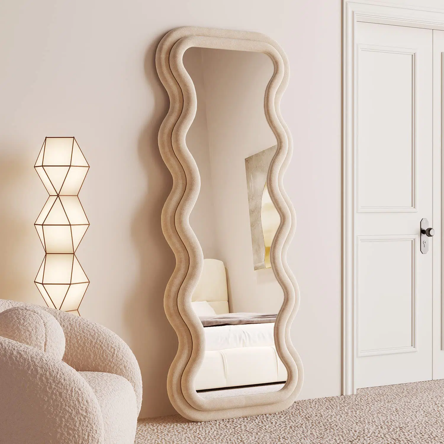 Vanity Wave Velvet Floor or Hanging Mirror