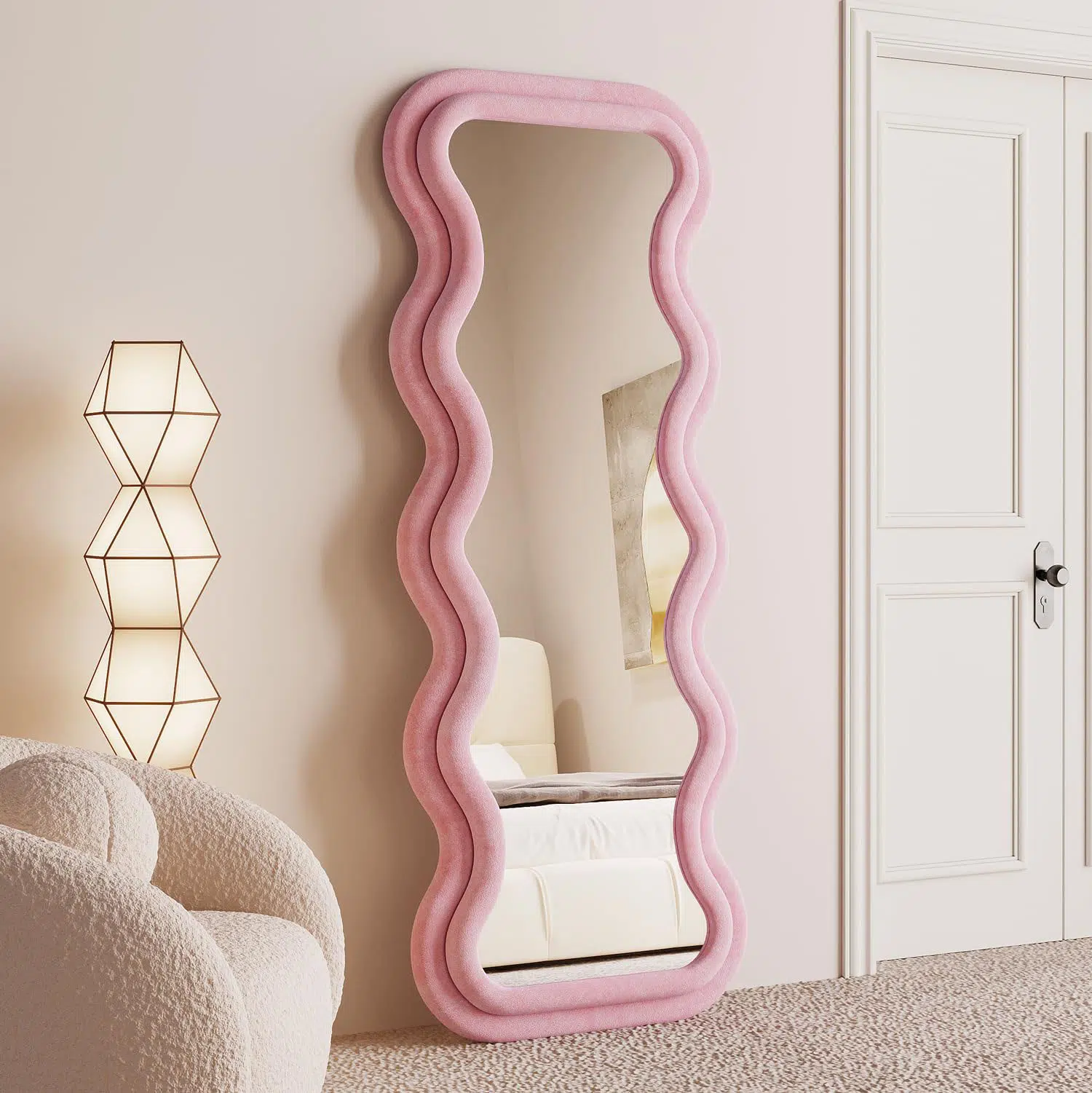 Vanity Wave Velvet Floor or Hanging Mirror