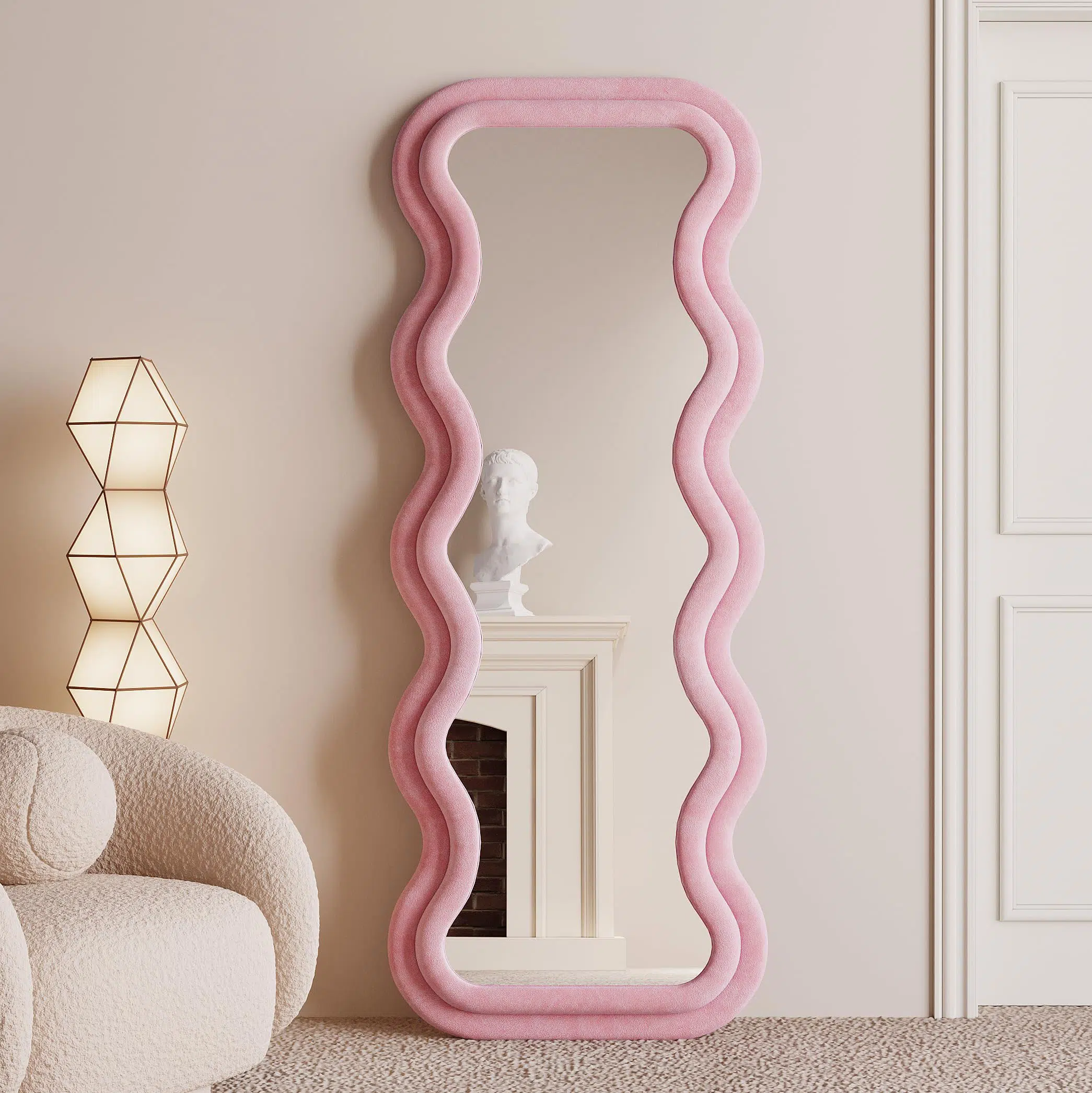 Vanity Wave Velvet Floor or Hanging Mirror