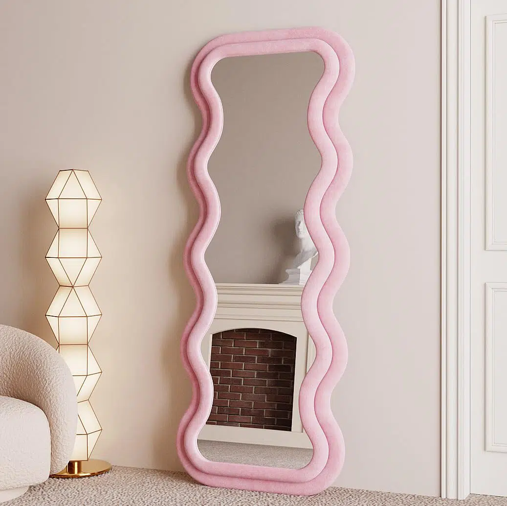 Vanity Wave Velvet Floor or Hanging Mirror