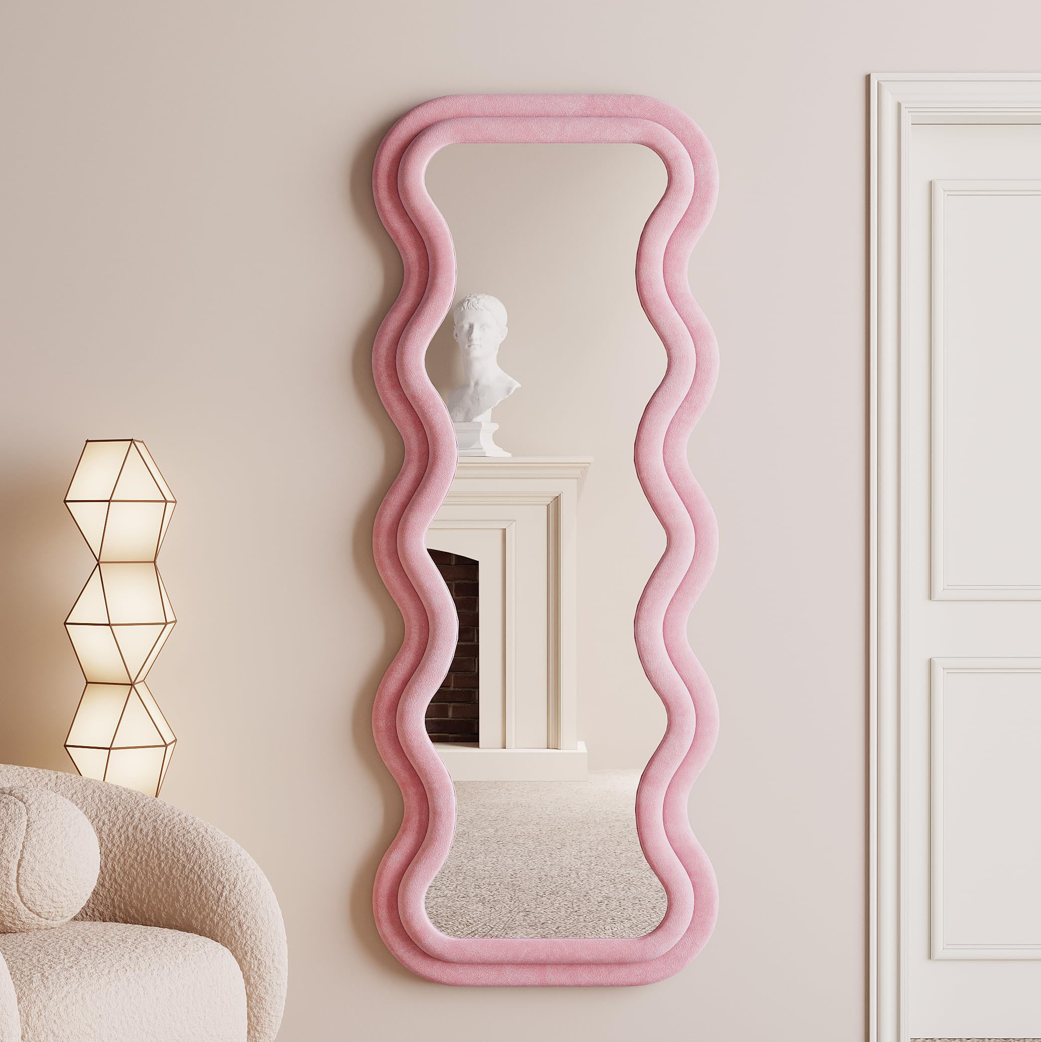 Vanity Wave Velvet Floor or Hanging Mirror