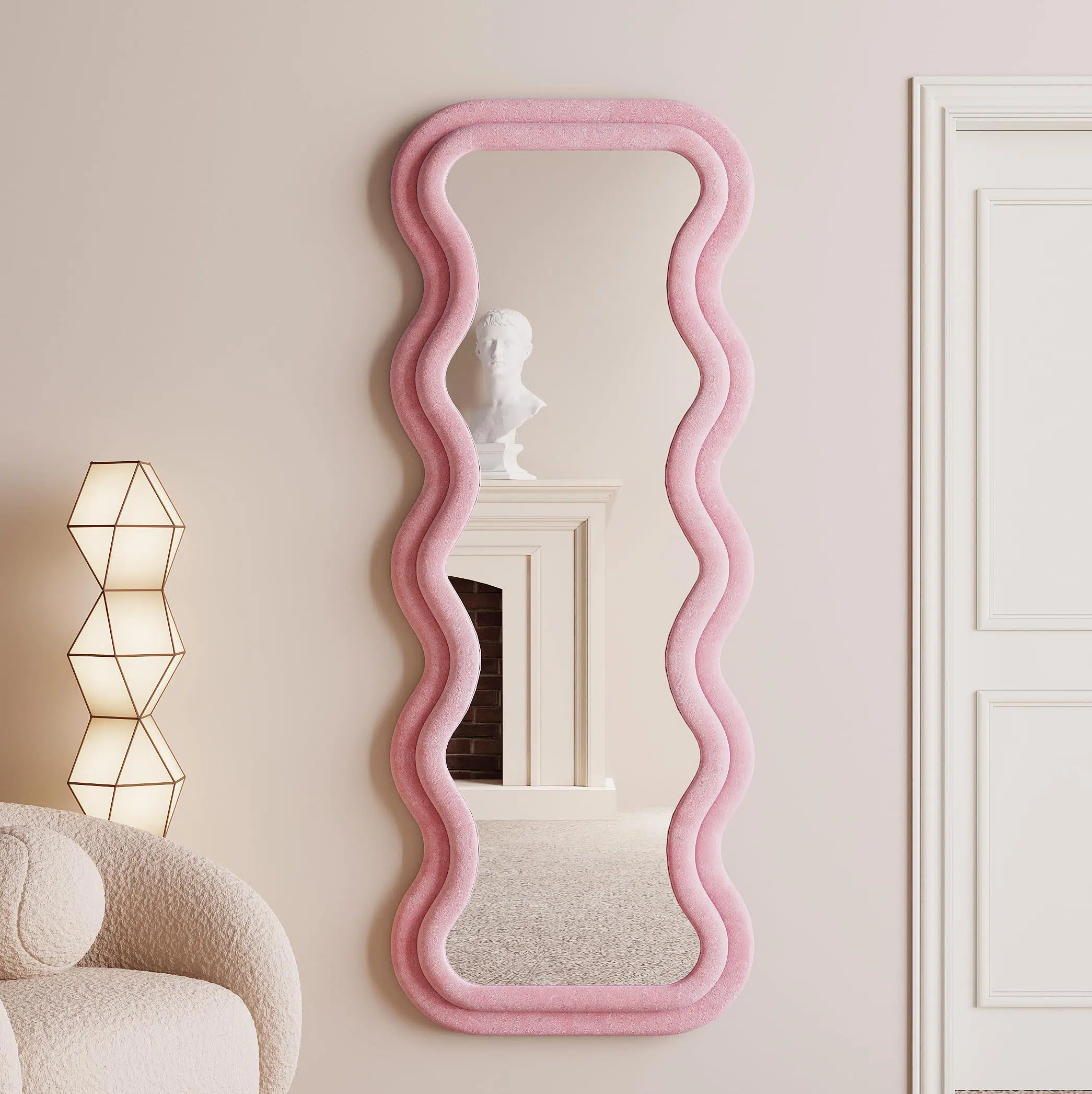 Vanity Wave Velvet Floor or Hanging Mirror