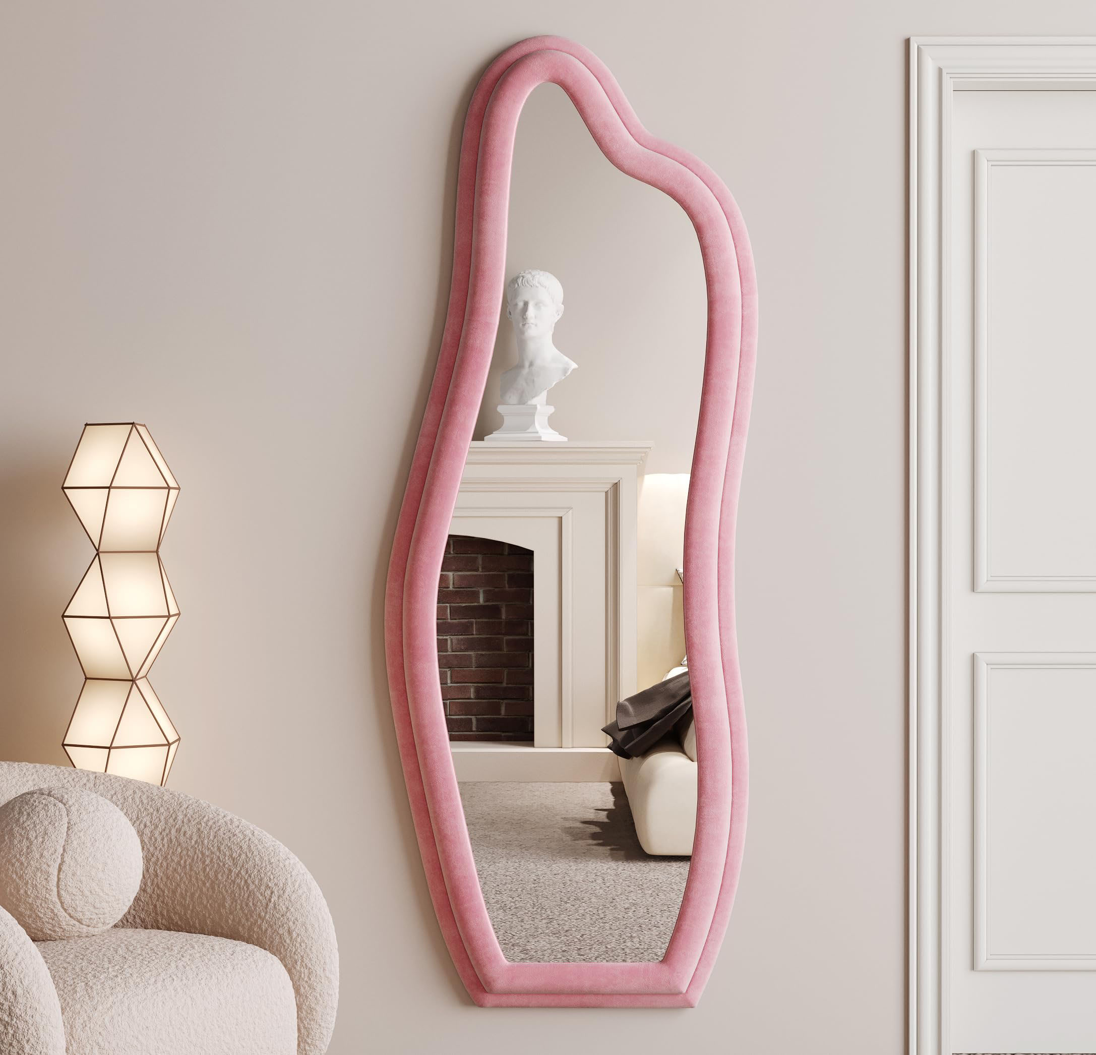 Abrey Wave Velvet Floor or Hanging Mirror