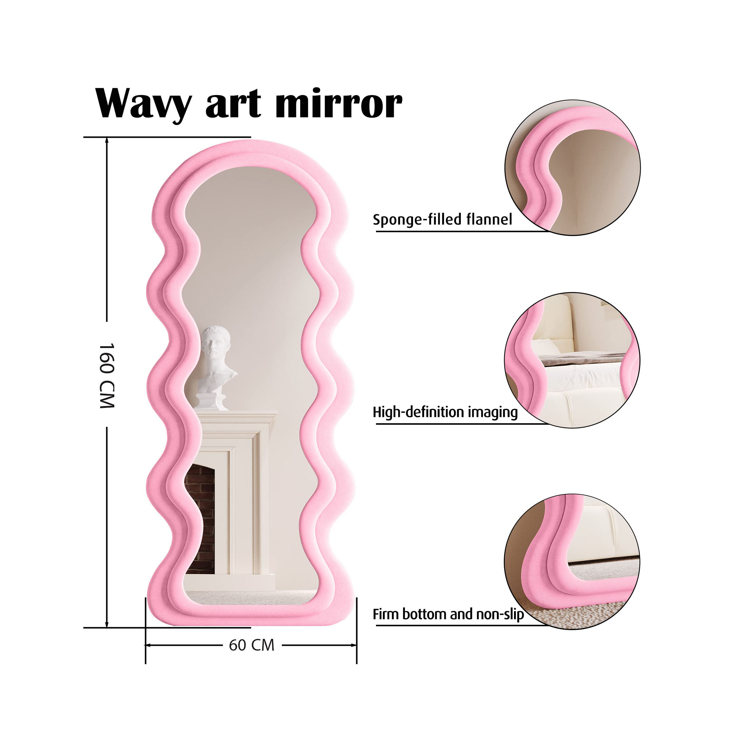 Surface Wave Velvet Floor or Hanging Mirror