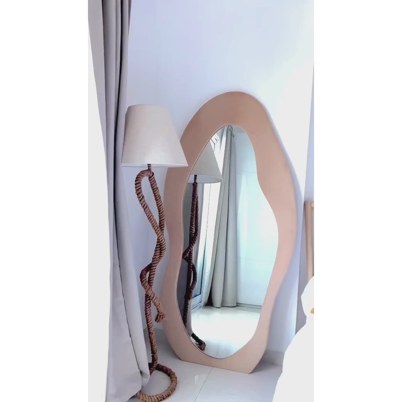 Ramebo Wavy Velvet Squiggly Flannelette Floor Mirror – (3 Sizes)