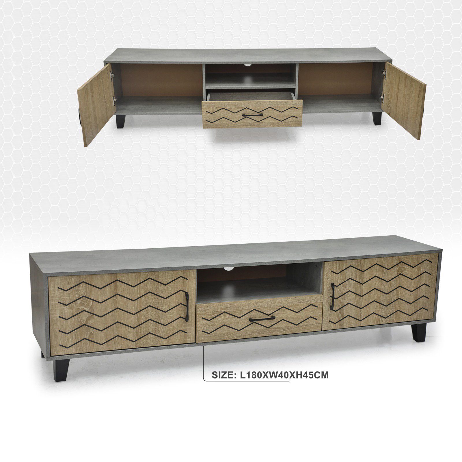 Conley Tv Unit 180cm – Walnut Beige
