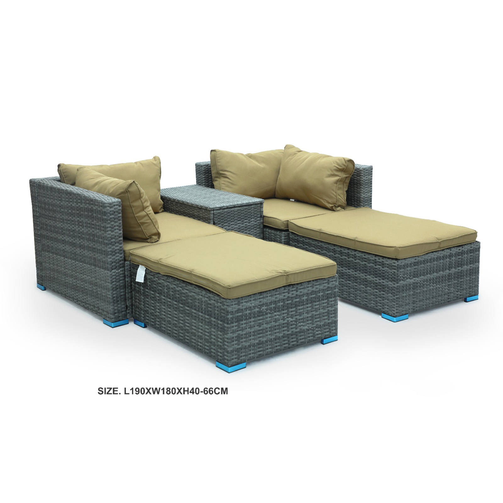 Hayward 4 Seater Garden Lounge Patio Rattan Sofa – Khaki