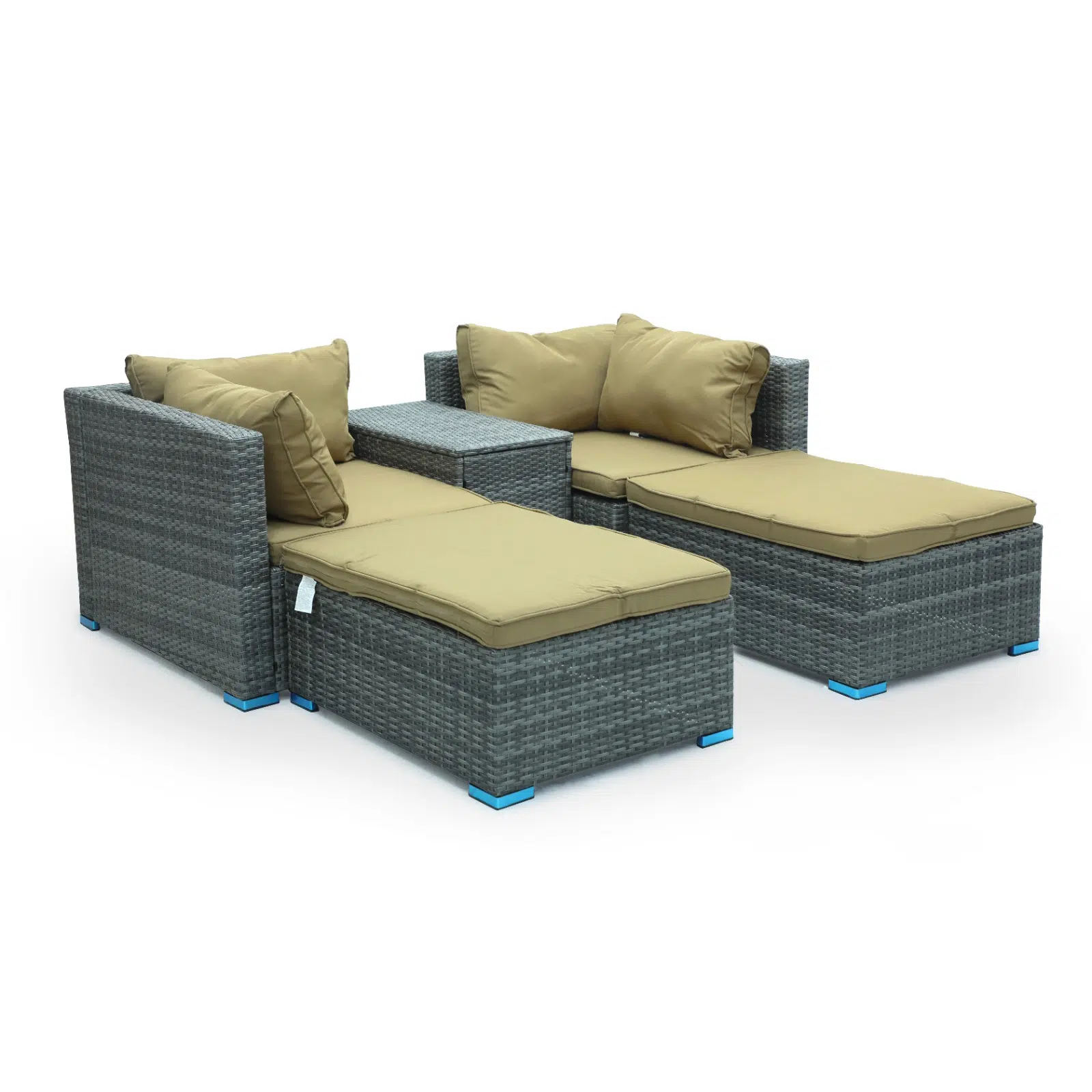 Hayward 4 Seater Garden Lounge Patio Rattan Sofa – Khaki