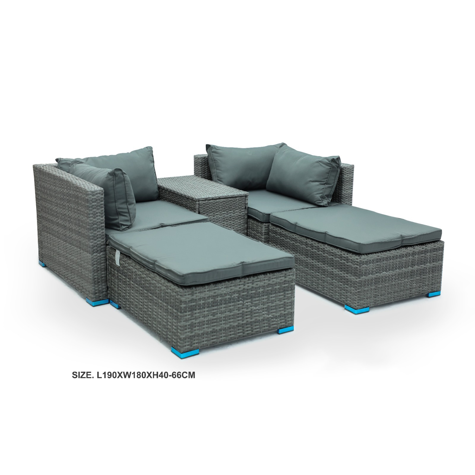 Hayward 4 Seater Garden Lounge Patio Rattan Sofa – Morning Blue