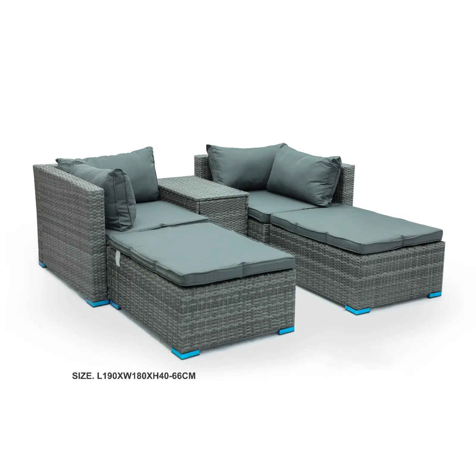 Hayward 4 Seater Garden Lounge Patio Rattan Sofa – Morning Blue