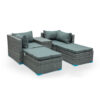 Hayward 4 Seater Garden Lounge Patio Rattan Sofa – Morning Blue