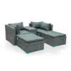 Hayward 4 Seater Garden Lounge Patio Rattan Sofa – Morning Blue