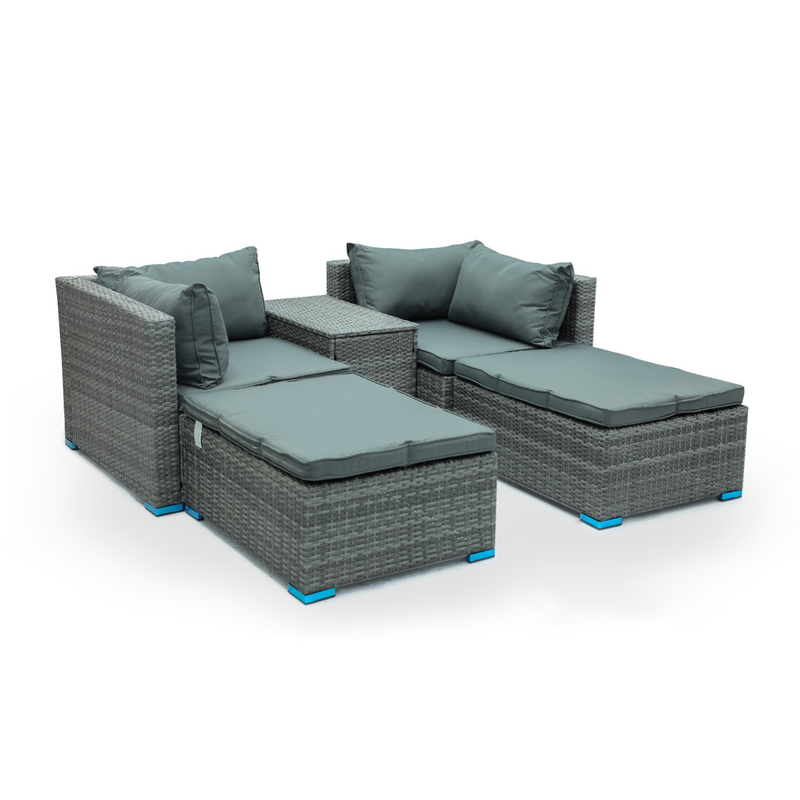 Hayward 4 Seater Garden Lounge Patio Rattan Sofa – Morning Blue