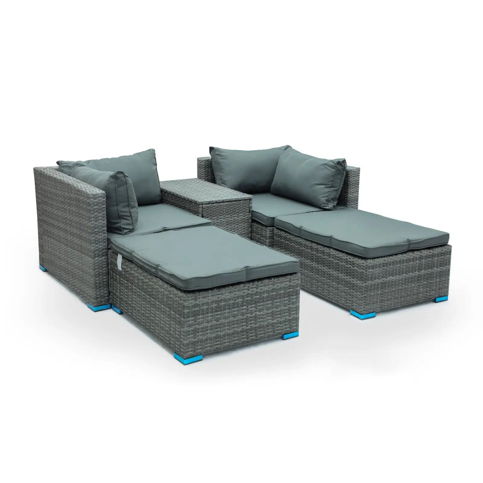 Hayward 4 Seater Garden Lounge Patio Rattan Sofa – Morning Blue