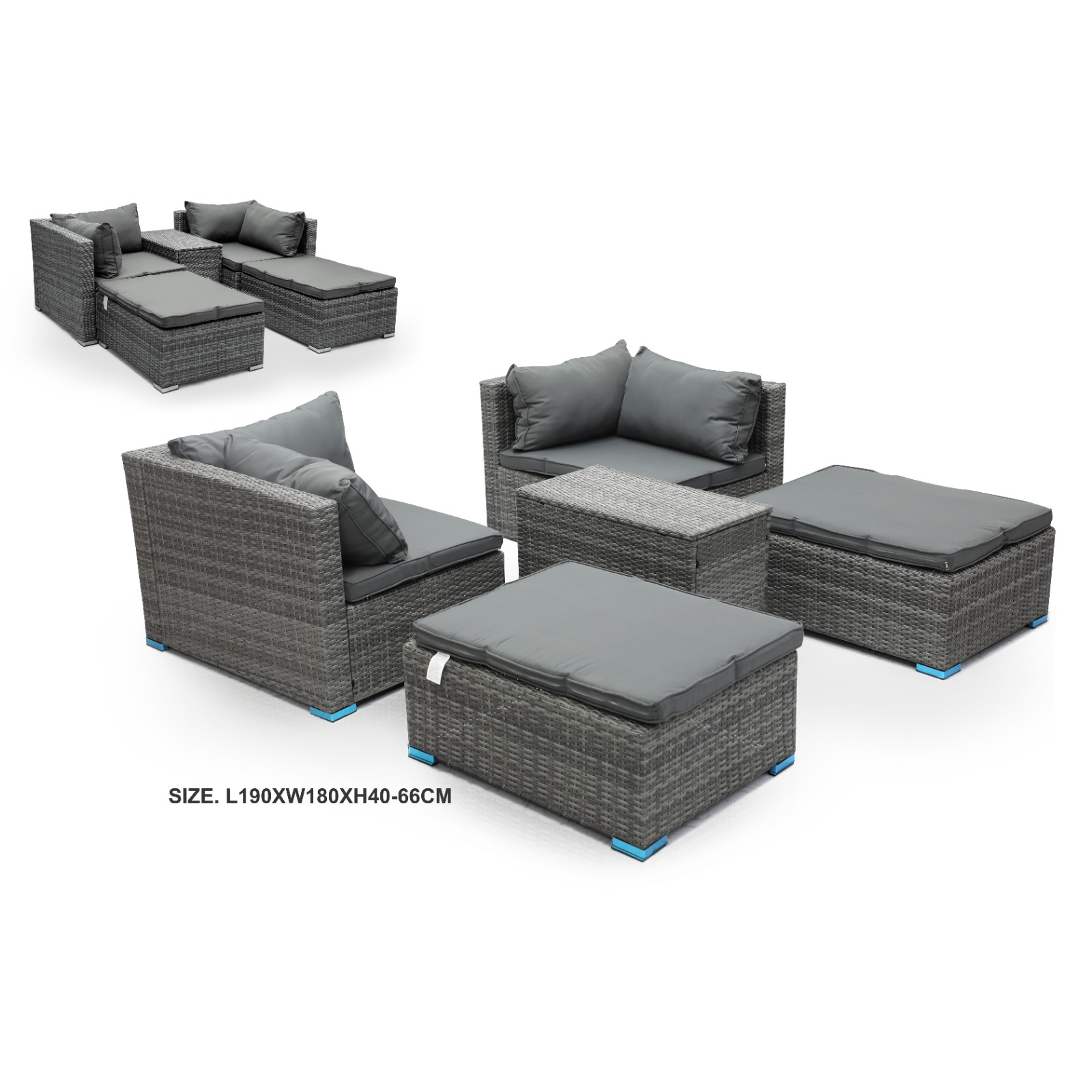 Hayward 4 Seater Garden Lounge Patio Rattan Sofa – Grey