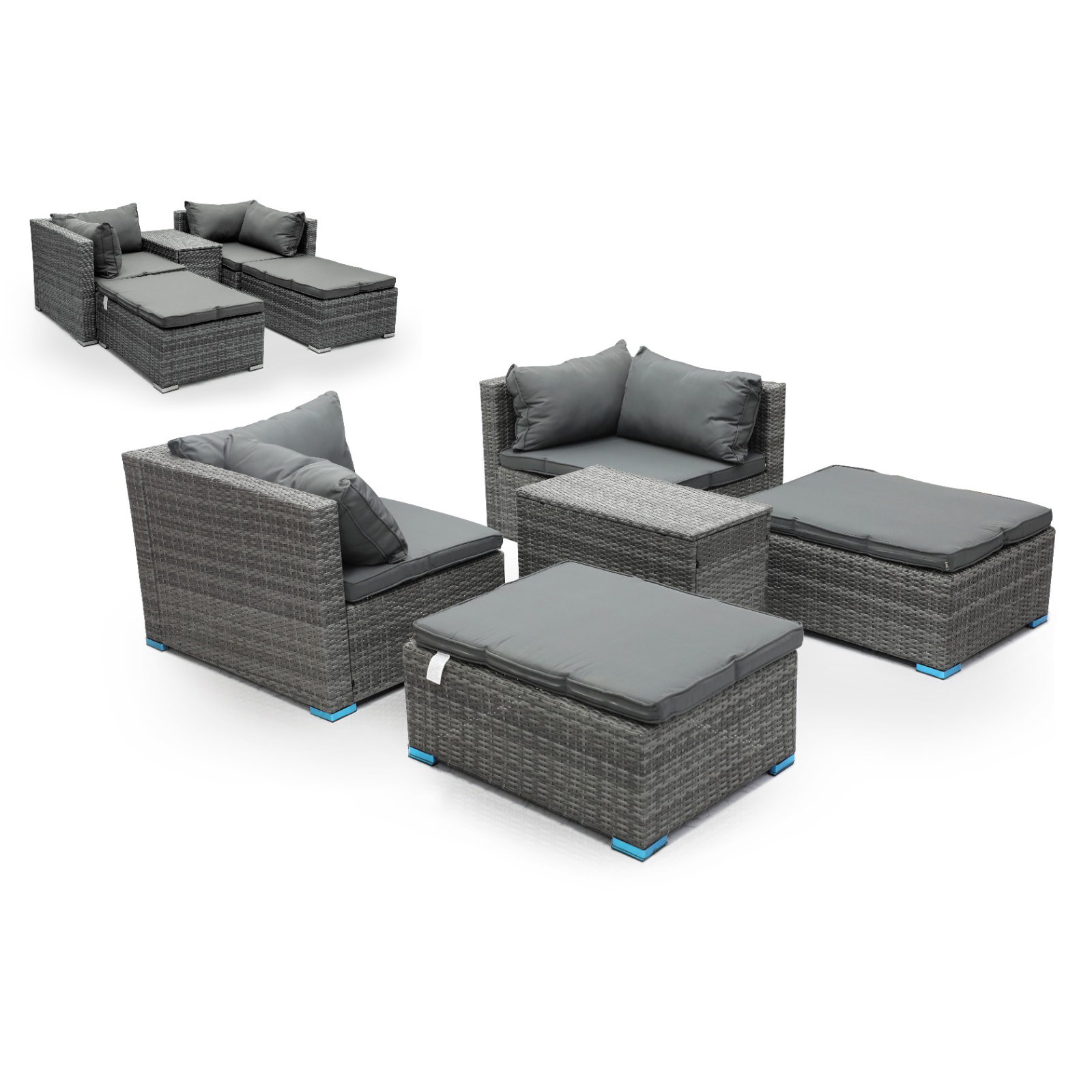 Hayward 4 Seater Garden Lounge Patio Rattan Sofa – Grey