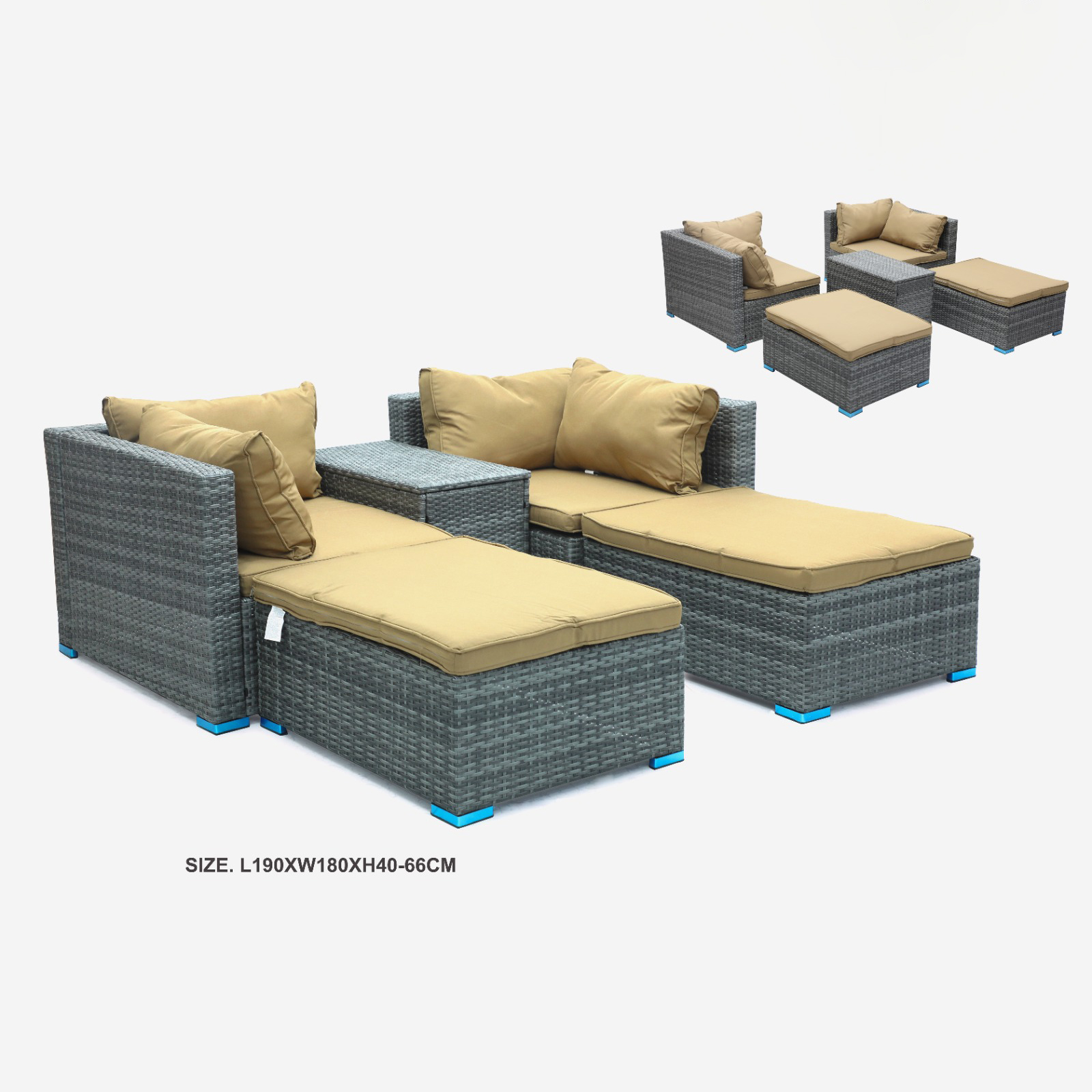 Hayward 4 Seater Garden Lounge Patio Rattan Sofa – Golden