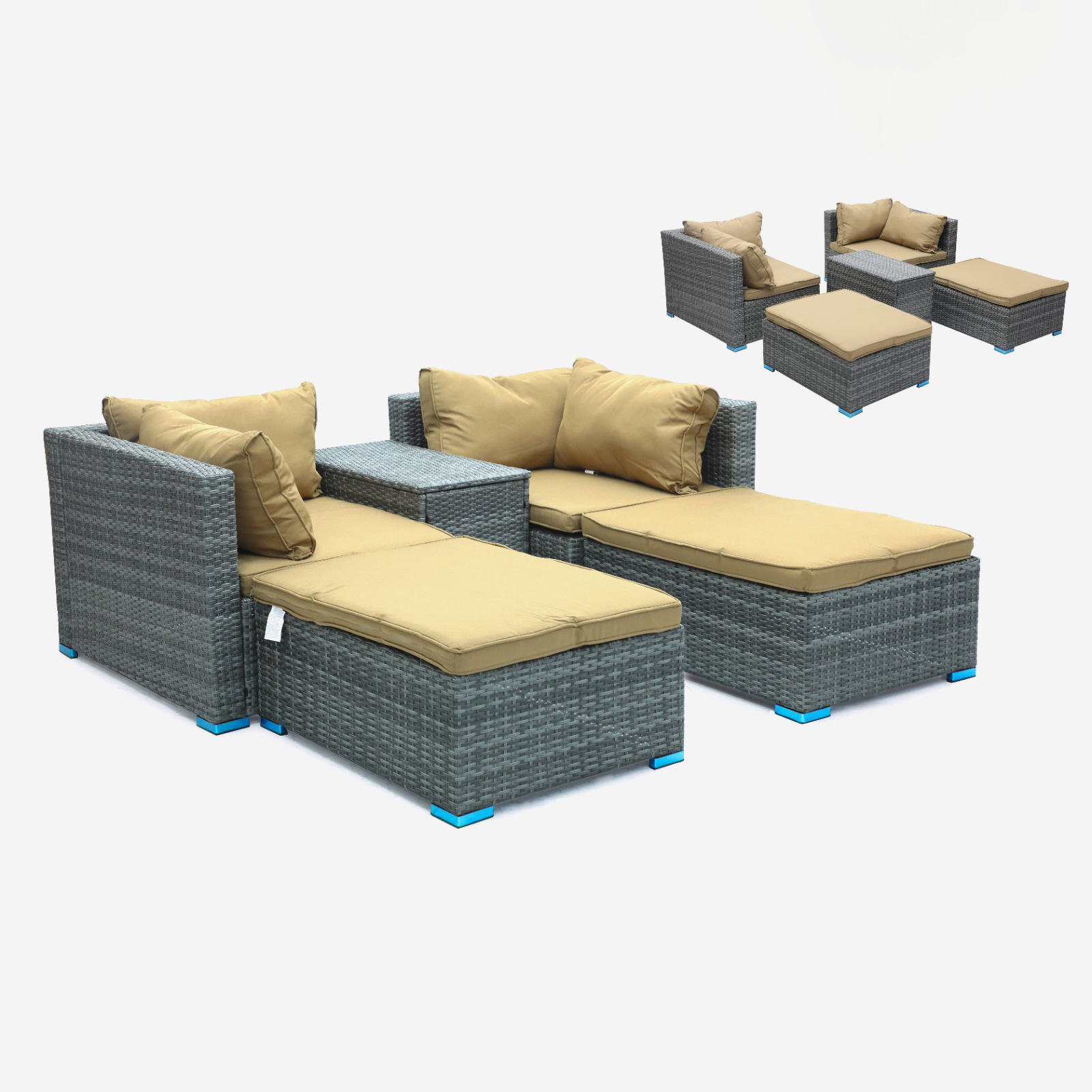 Hayward 4 Seater Garden Lounge Patio Rattan Sofa – Golden