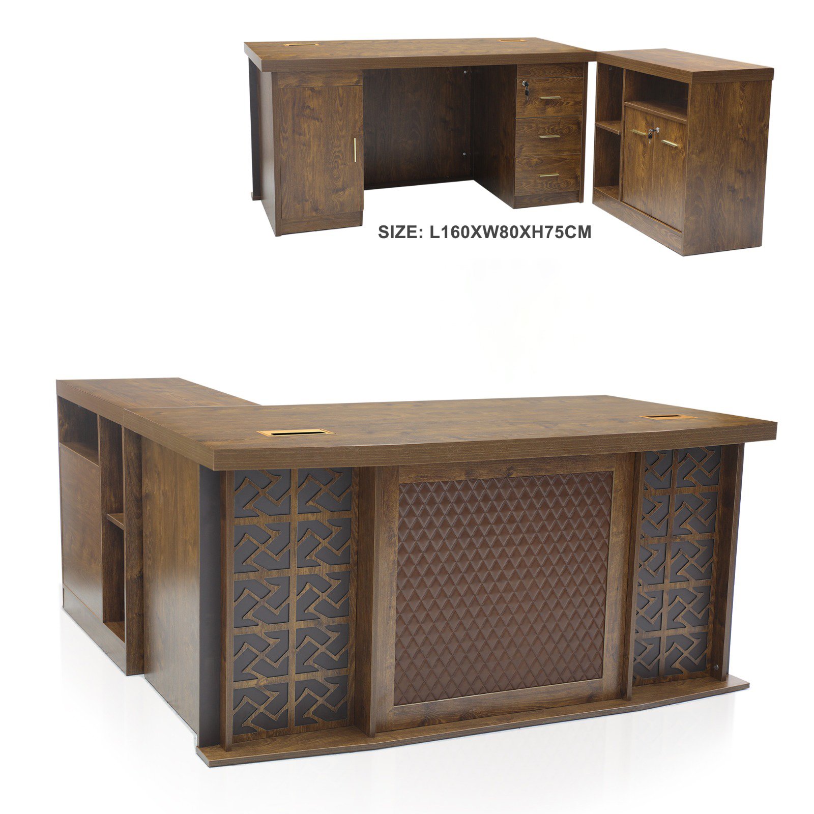 Verona Office Desk 160cm – Walnut Brown