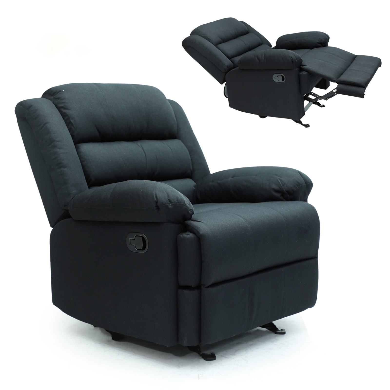 Baloo Manual Recliner Fabric Sofa – Black