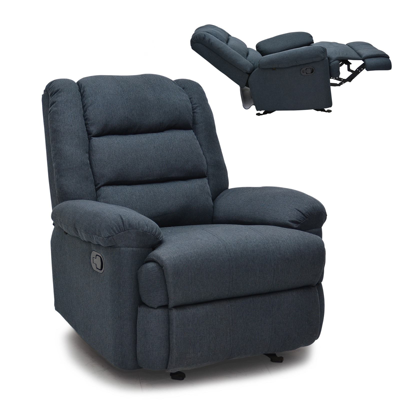 Baloo Manual Recliner Fabric Sofa – Dark Grey
