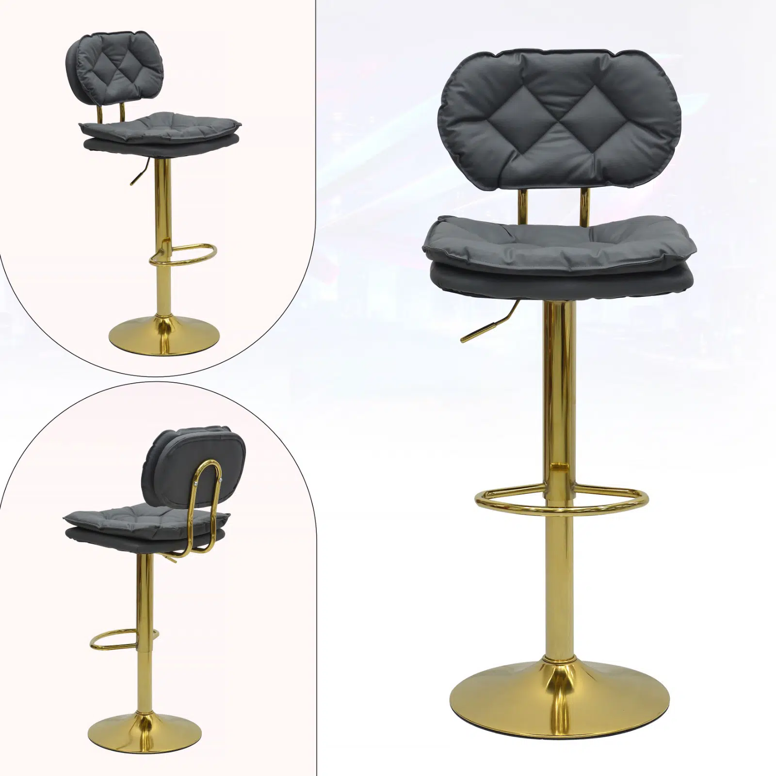 Oken Counter Bar Stool – Diamond Gold
