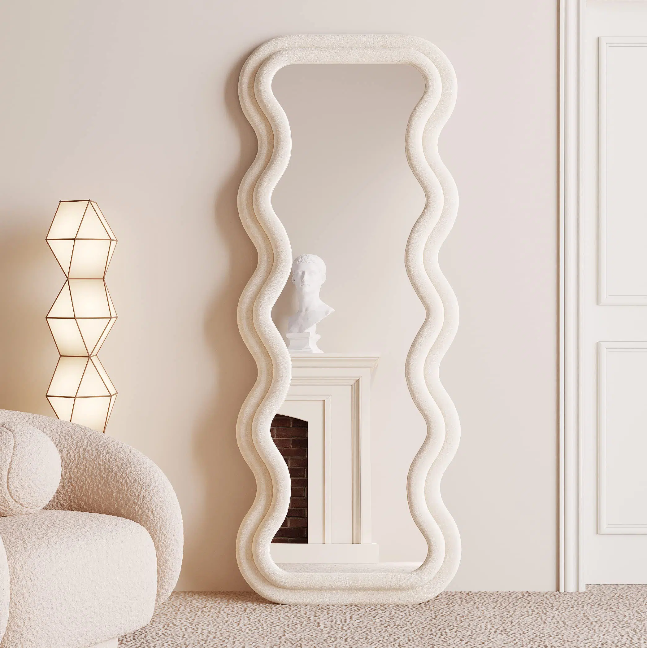 Vanity Wave Velvet Floor or Hanging Mirror