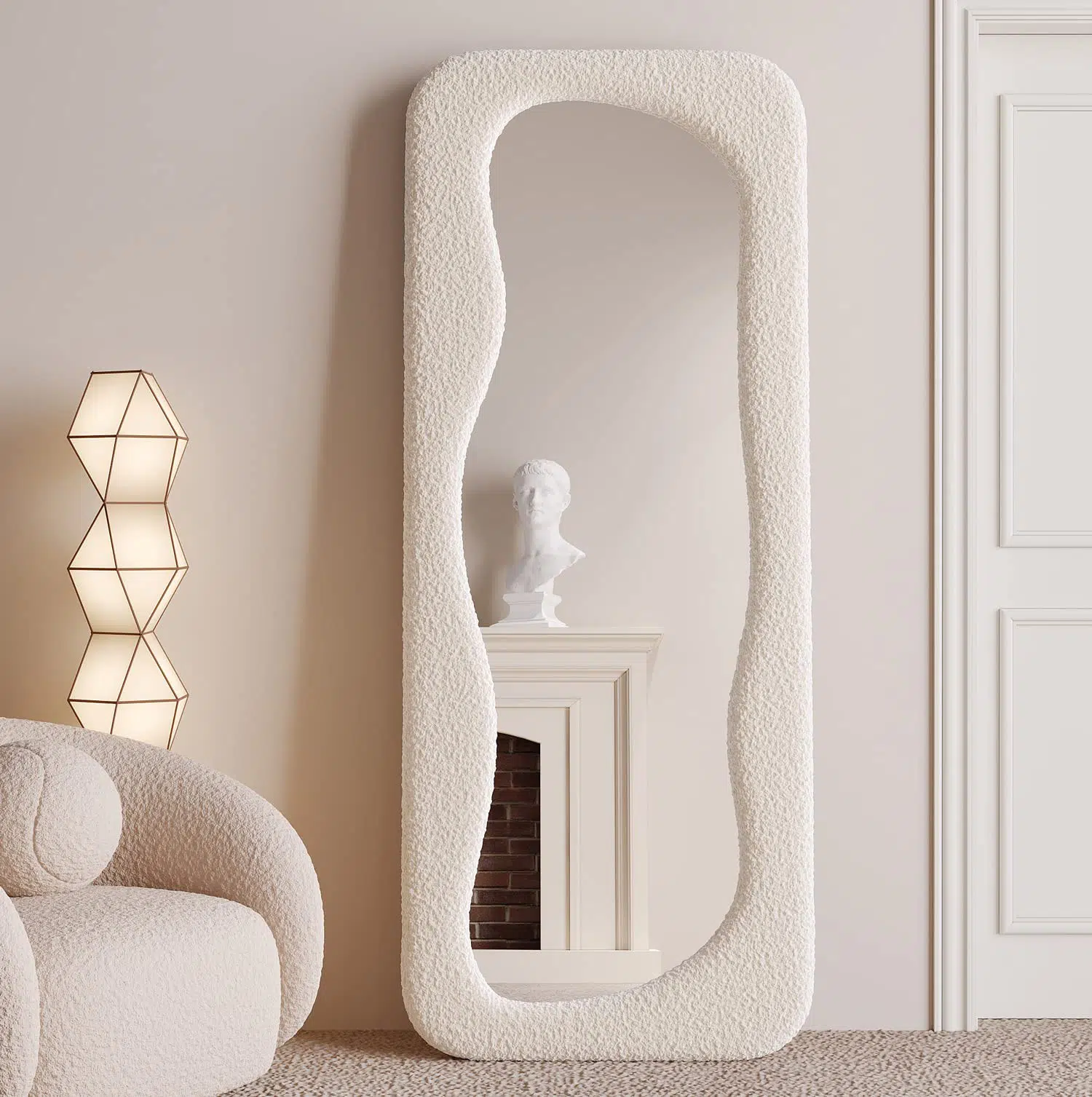 Hovet Wave Boucle Floor or Hanging Mirror