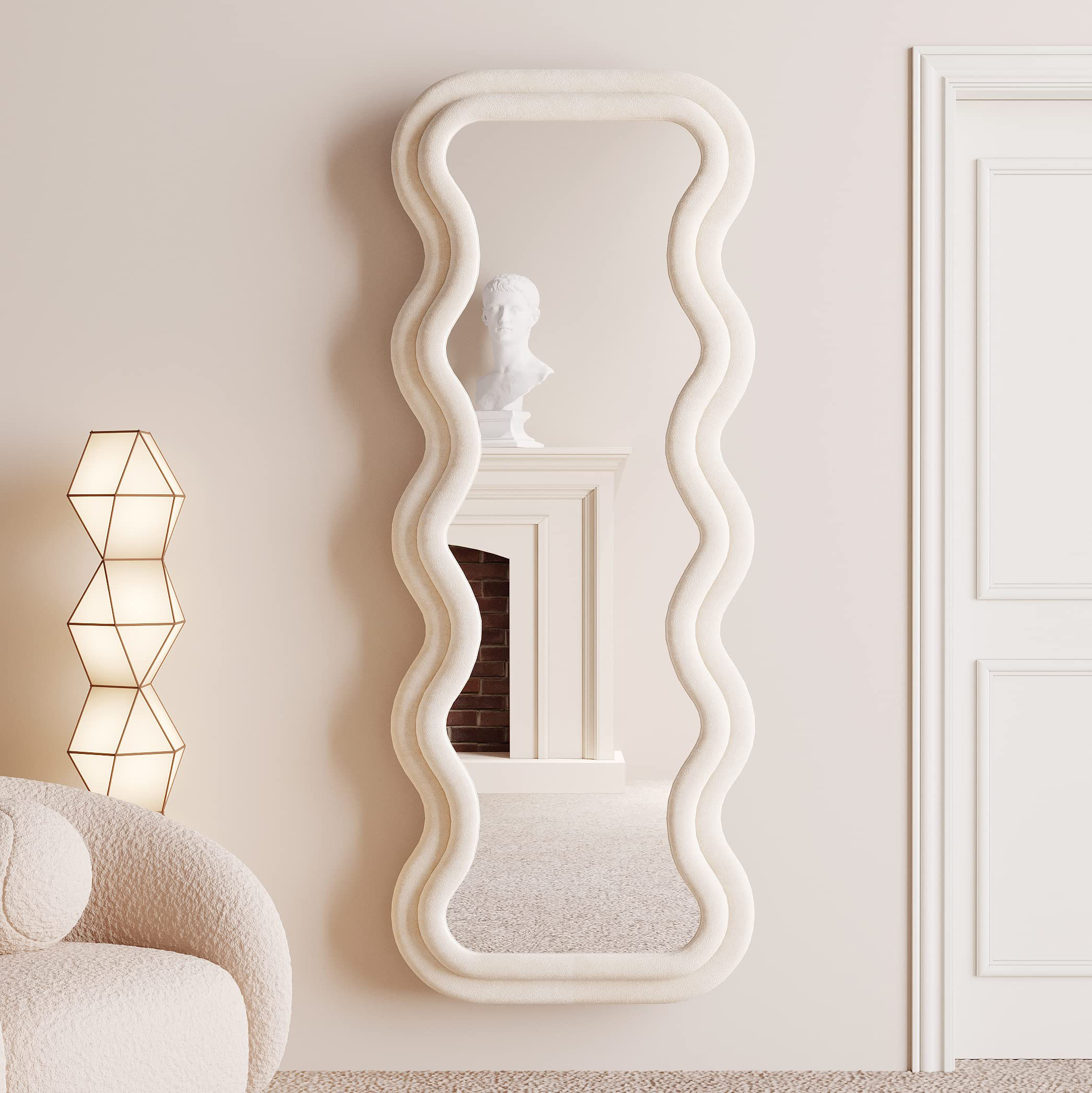 Vanity Wave Velvet Floor or Hanging Mirror