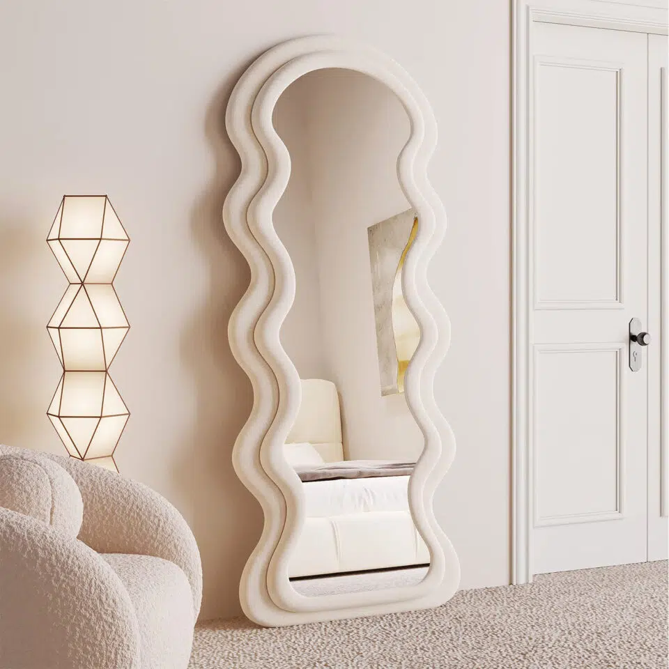 Surface Wave Velvet Floor or Hanging Mirror