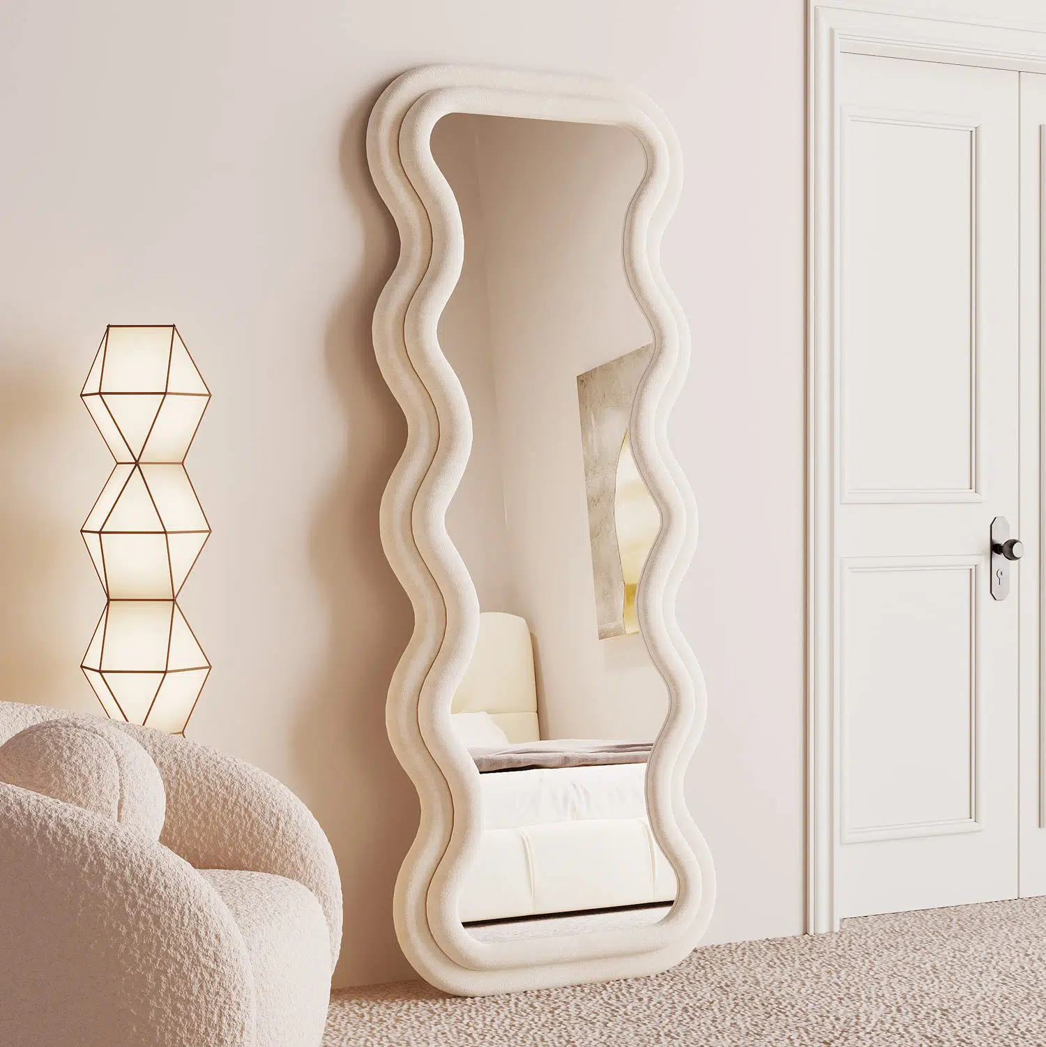 Vanity Wave Velvet Floor or Hanging Mirror