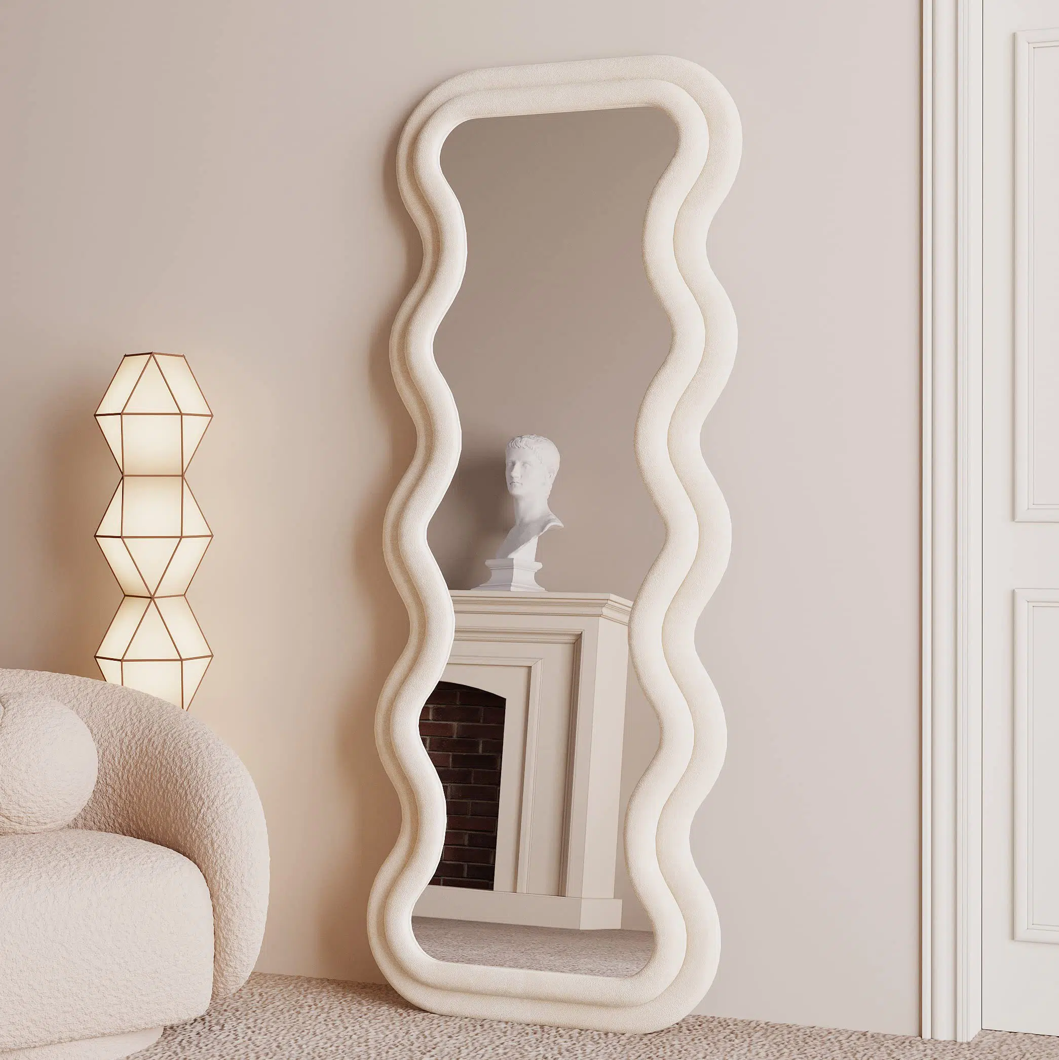 Vanity Wave Velvet Floor or Hanging Mirror