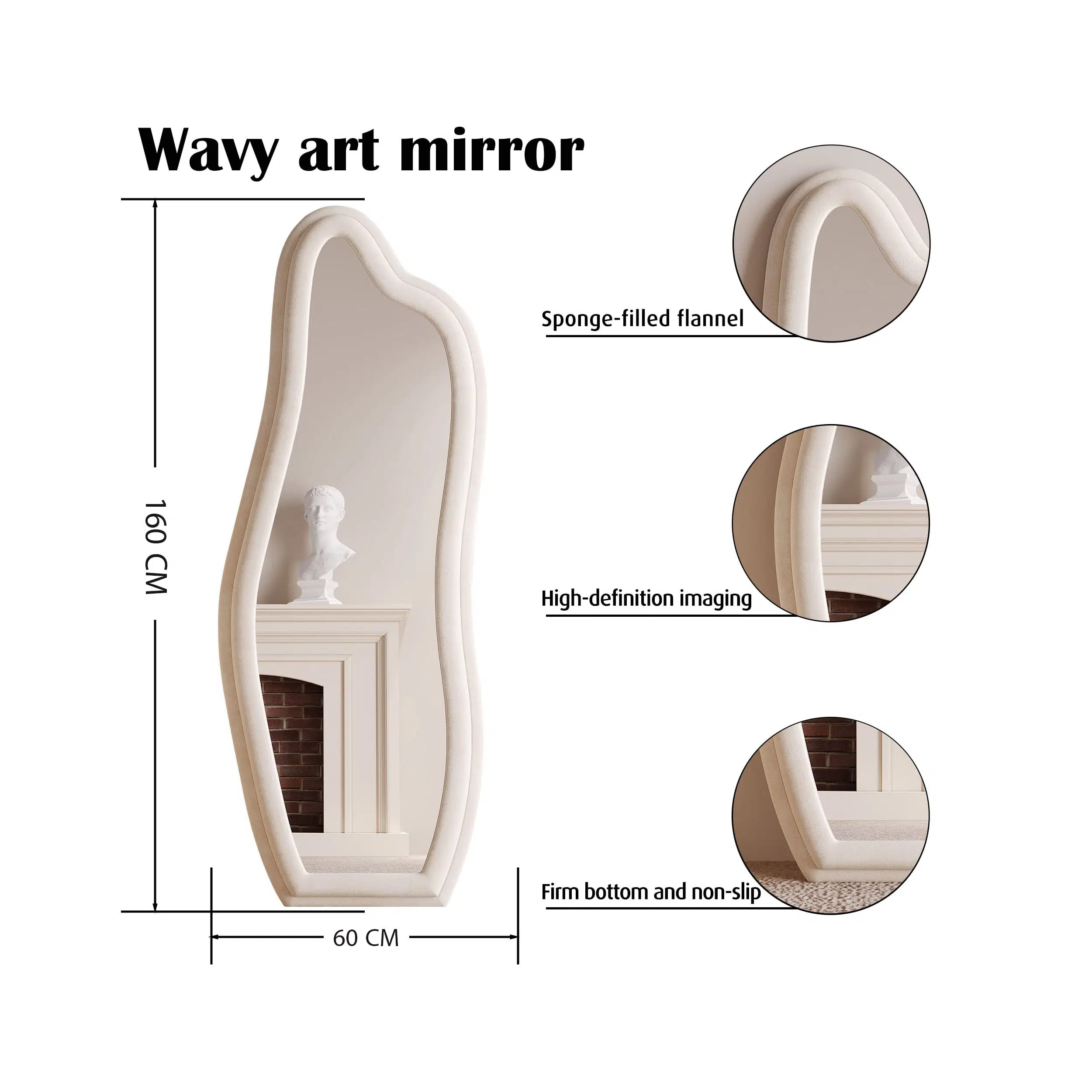 Abrey Wave Velvet Floor or Hanging Mirror