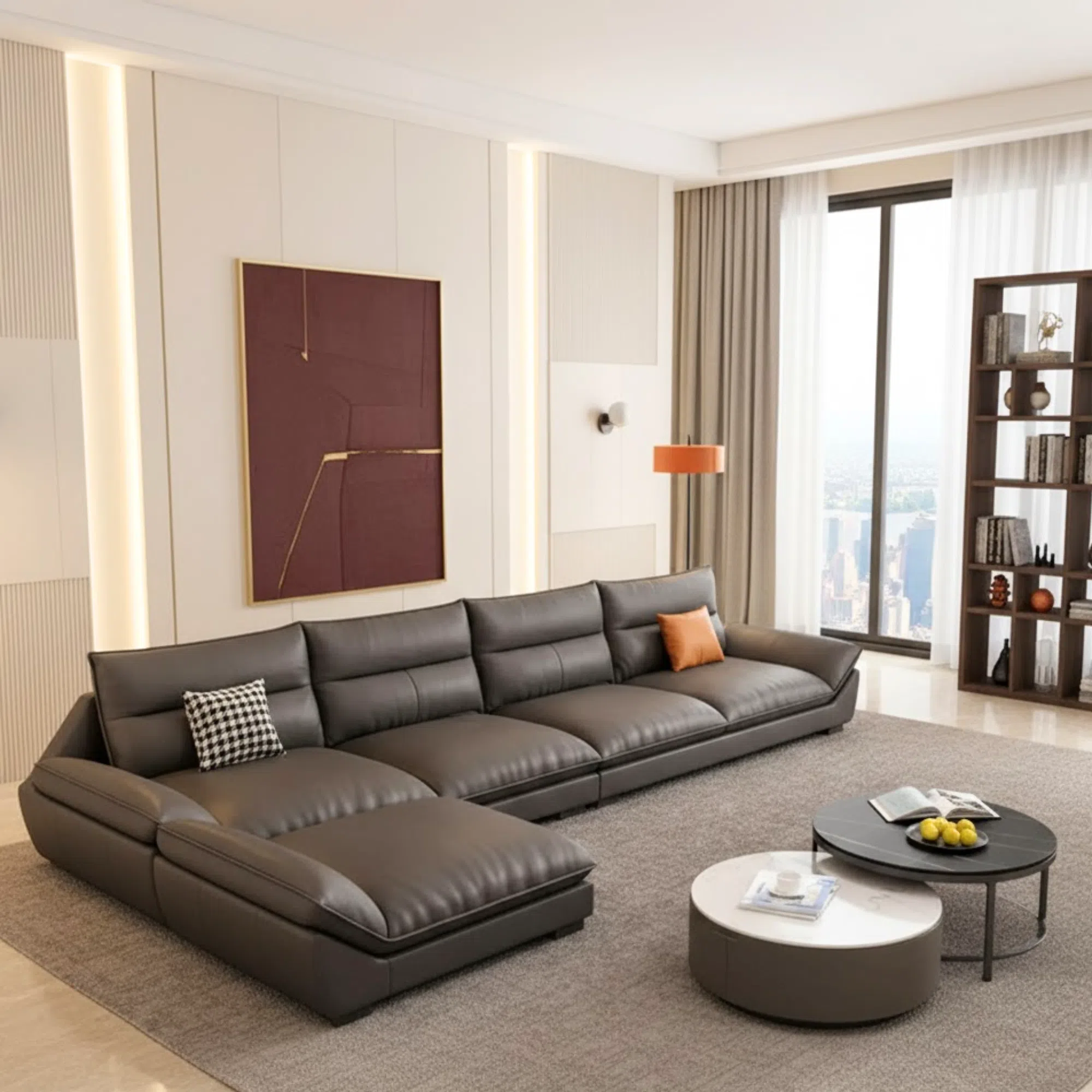 Gazini 6 Seater Sectional Leather Sofa