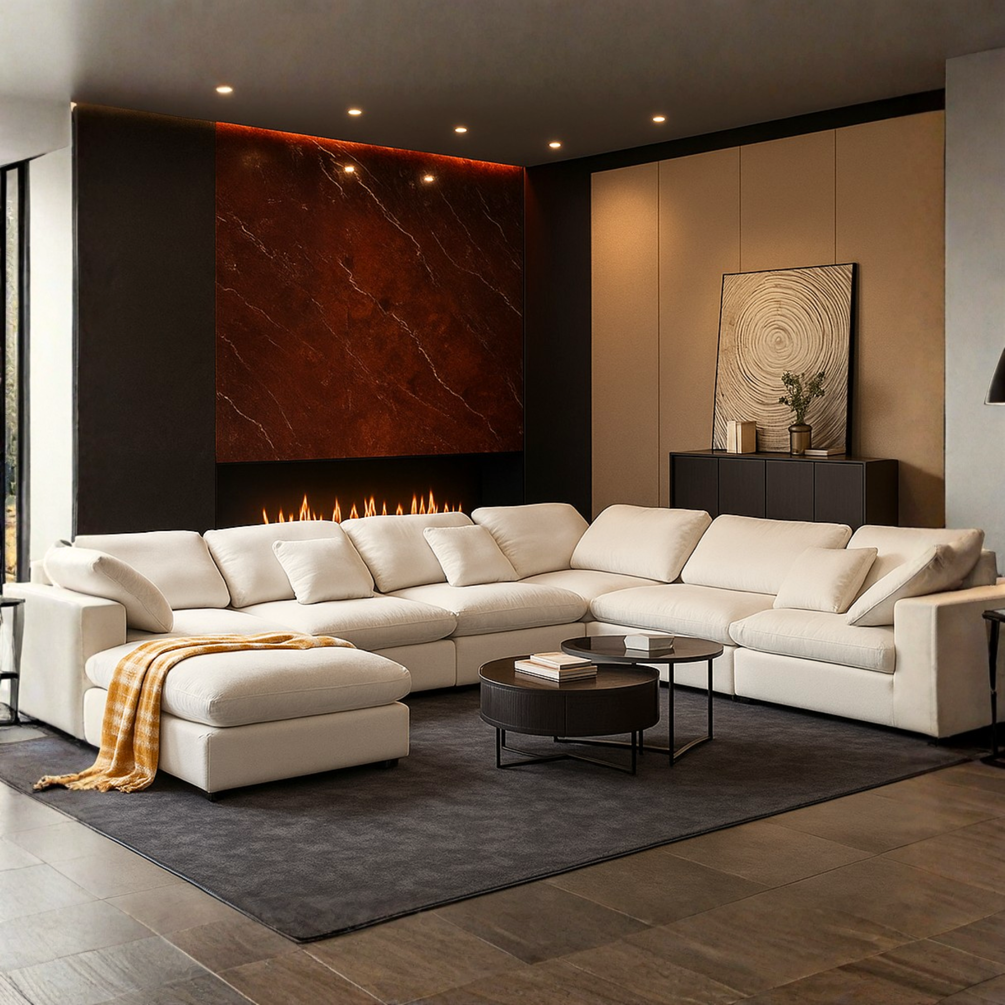 Danietta Luxury 6 Seater Sofa U-Shape Couch Sofa – White