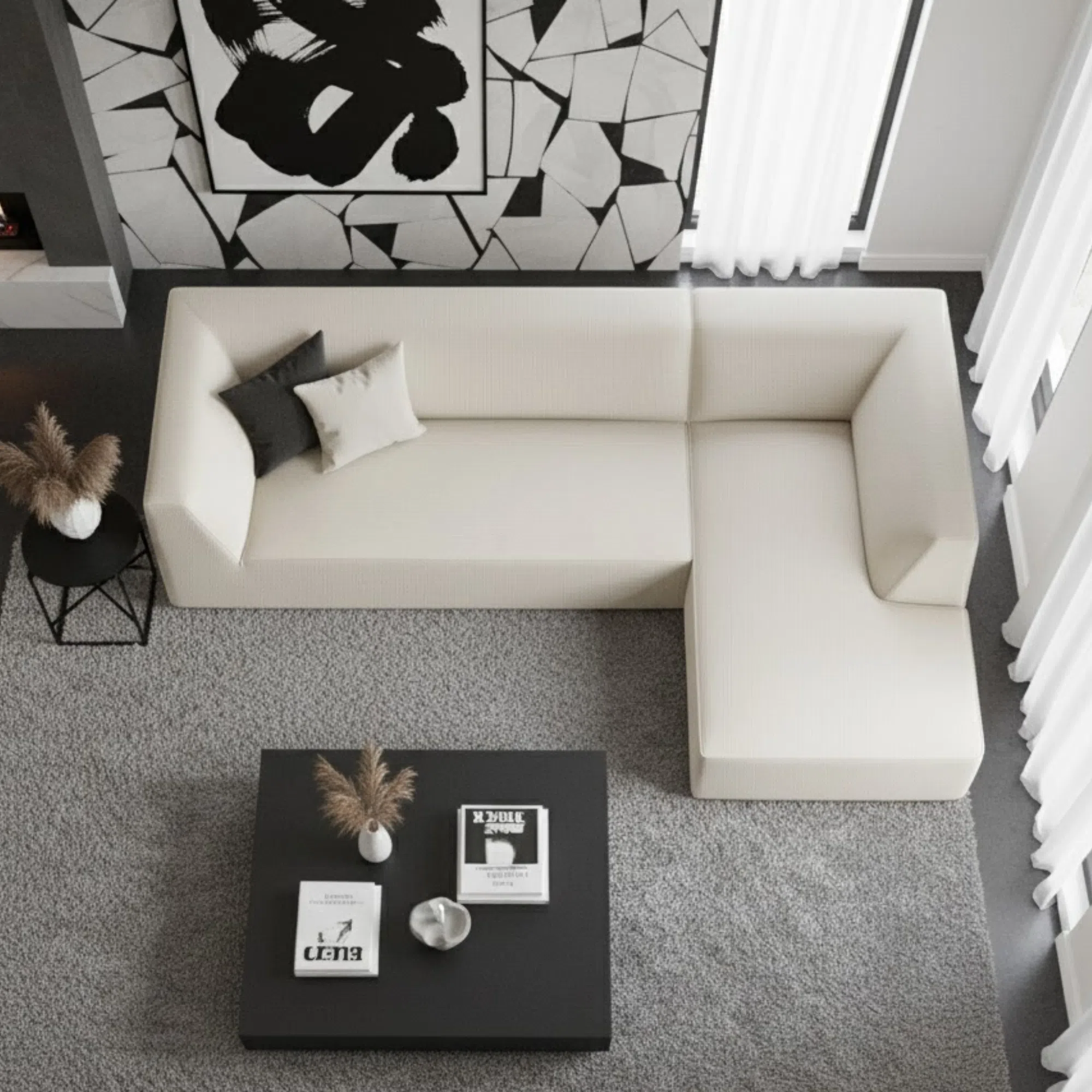Demi 3-Seater Corduroy Fabric L-Shape Corner Sofa