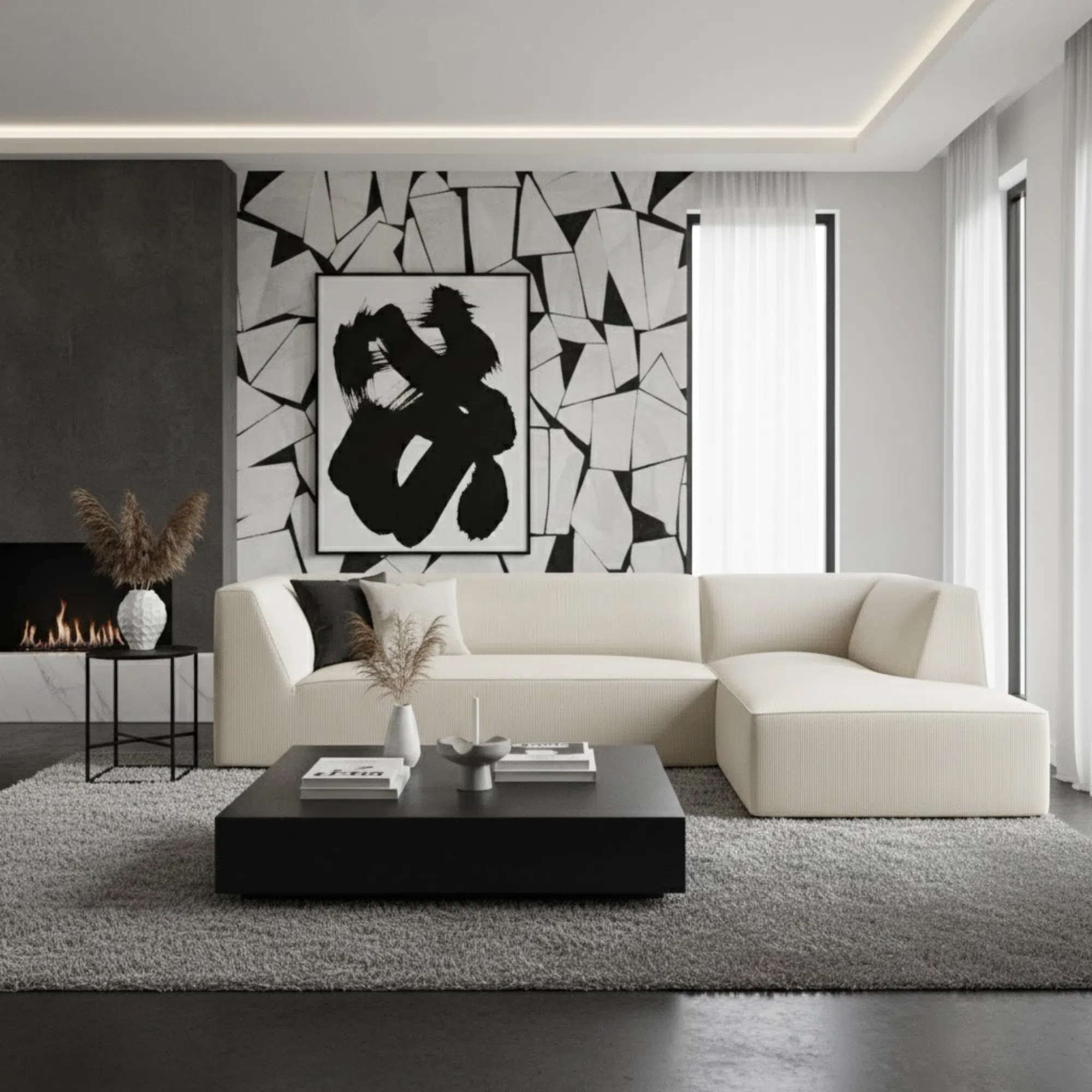 Demi 3-Seater Corduroy Fabric L-Shape Corner Sofa