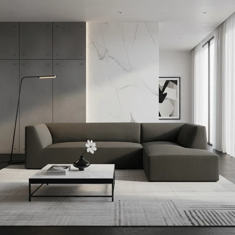 Demi 3-Seater Corduroy Fabric L-Shape Corner Sofa…
