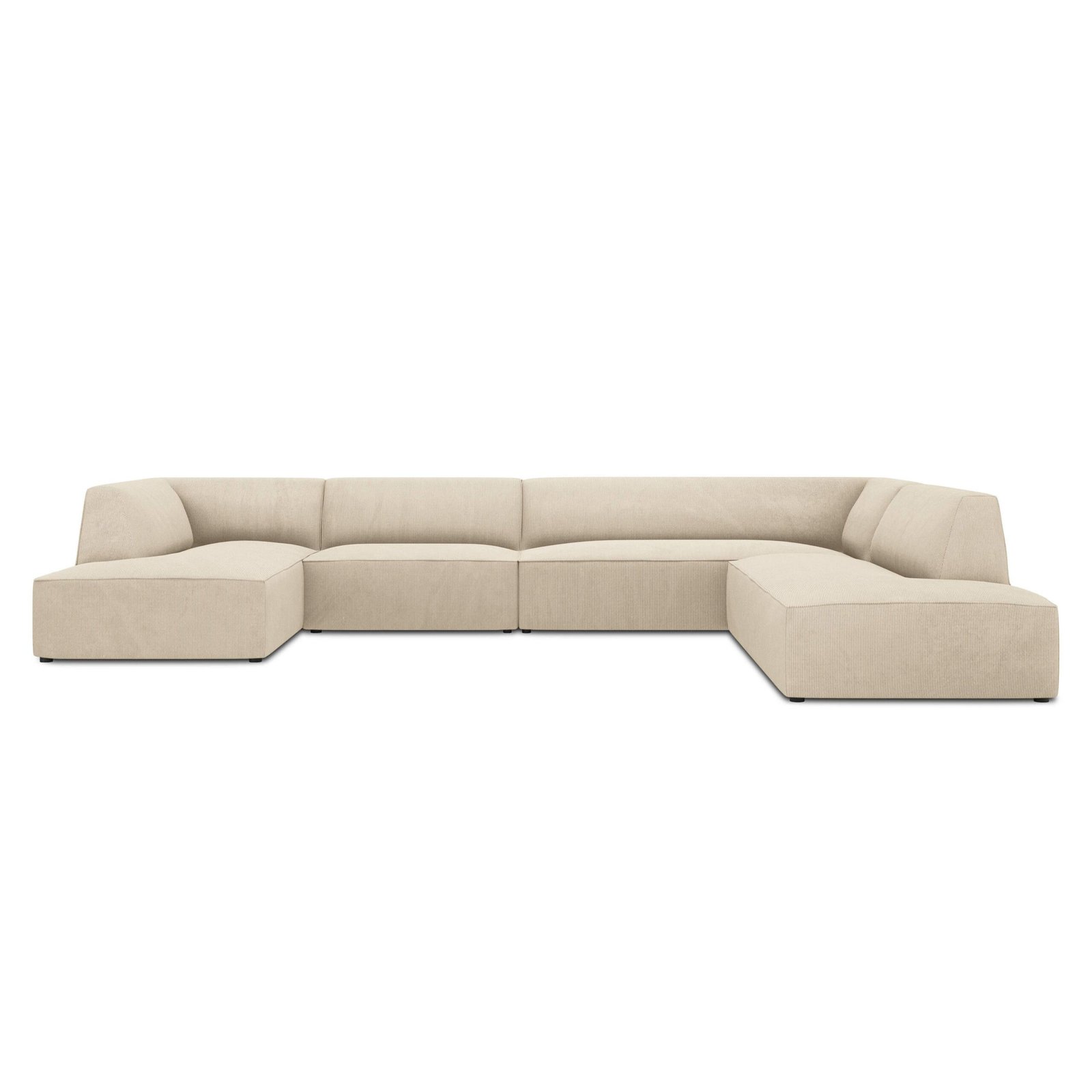 Sao 3-Seater Corduroy Fabric U-Shape Corner Sofa – Right
